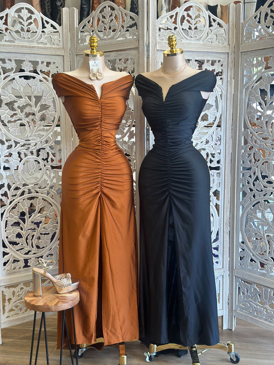 V Neck Ruched Formal Dress- Stretchy,Estira
