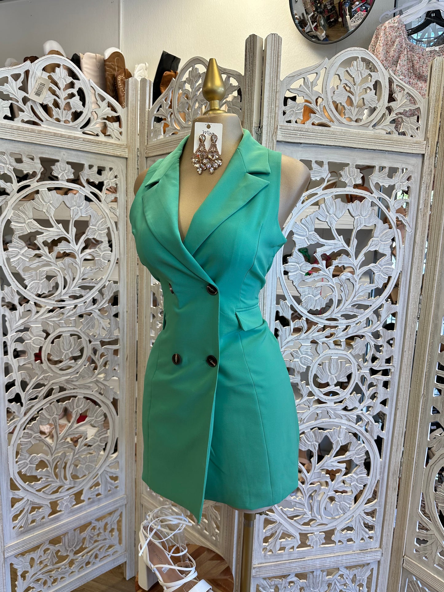 Hunter Green Sleeveless Coat Dress