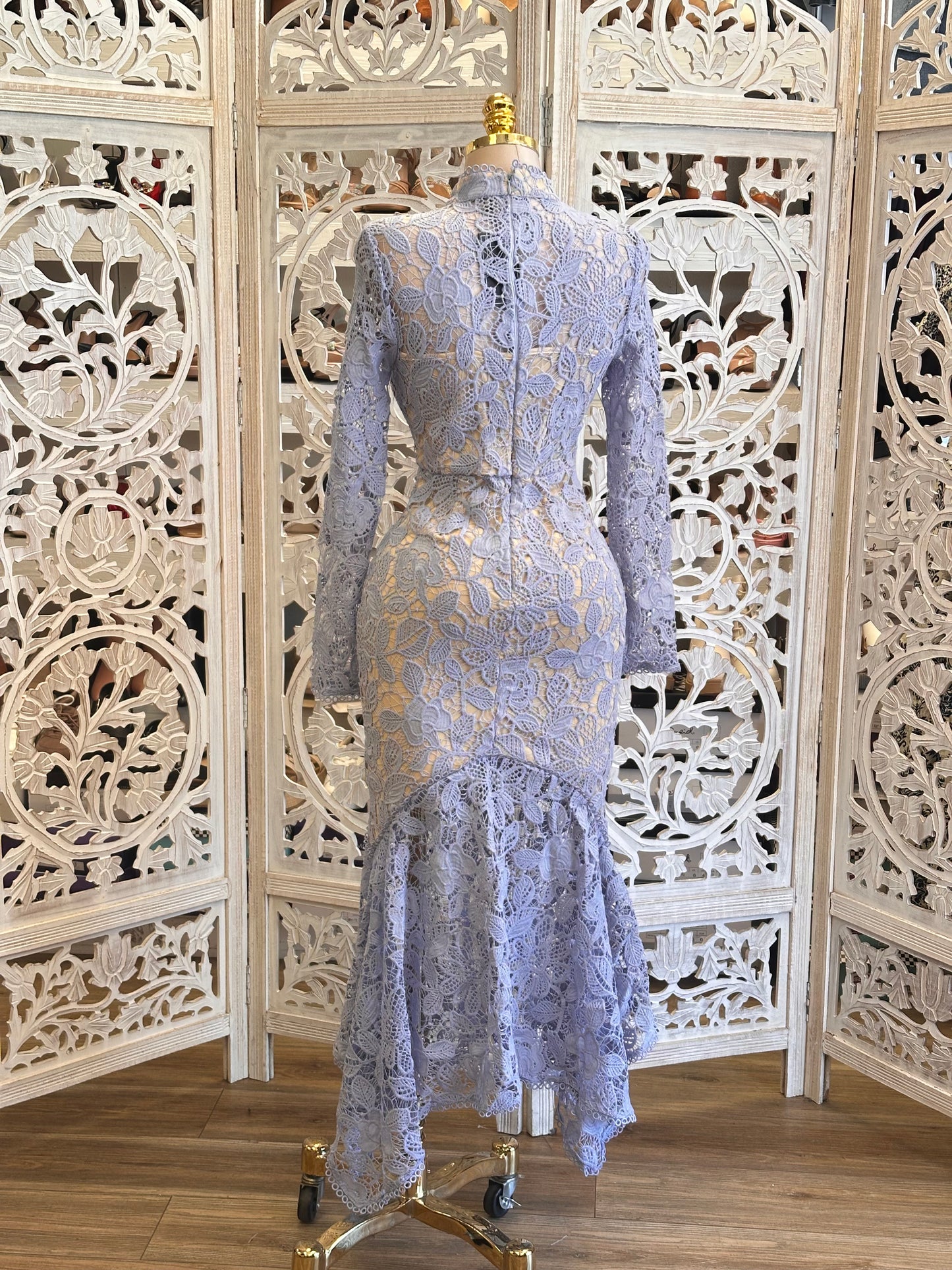 Blue Nude Full Lace Dress- Not Stretchy, No Estira