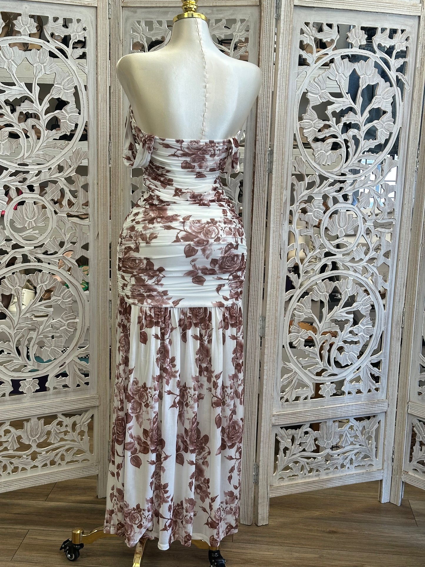 Rose Printed Maxi Dress- Stretchy, Estira