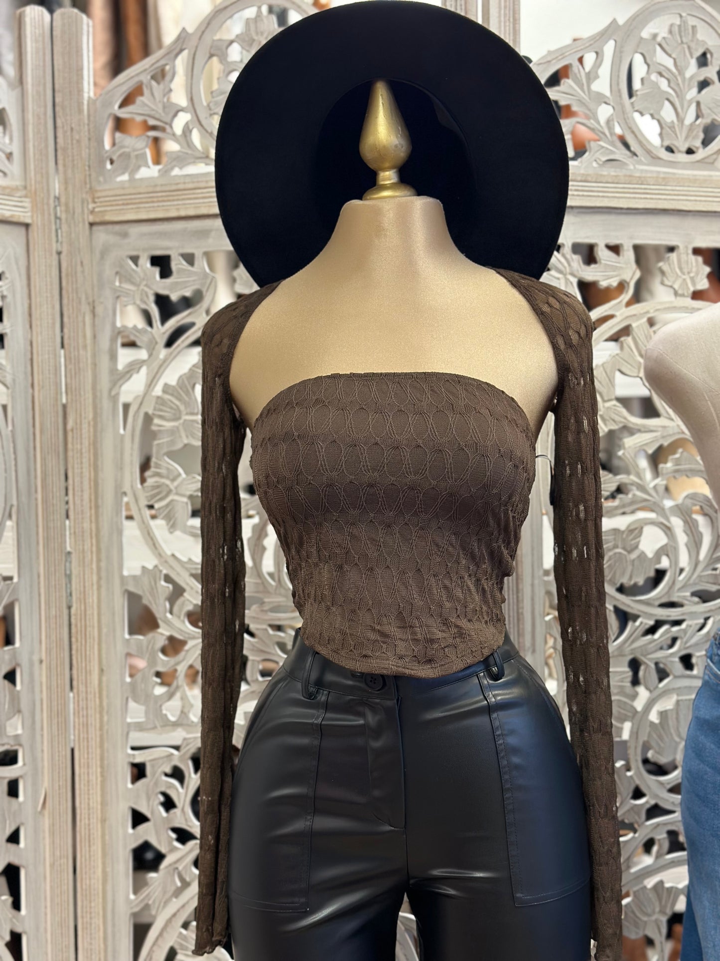 Lace Strapless Top with Carigan