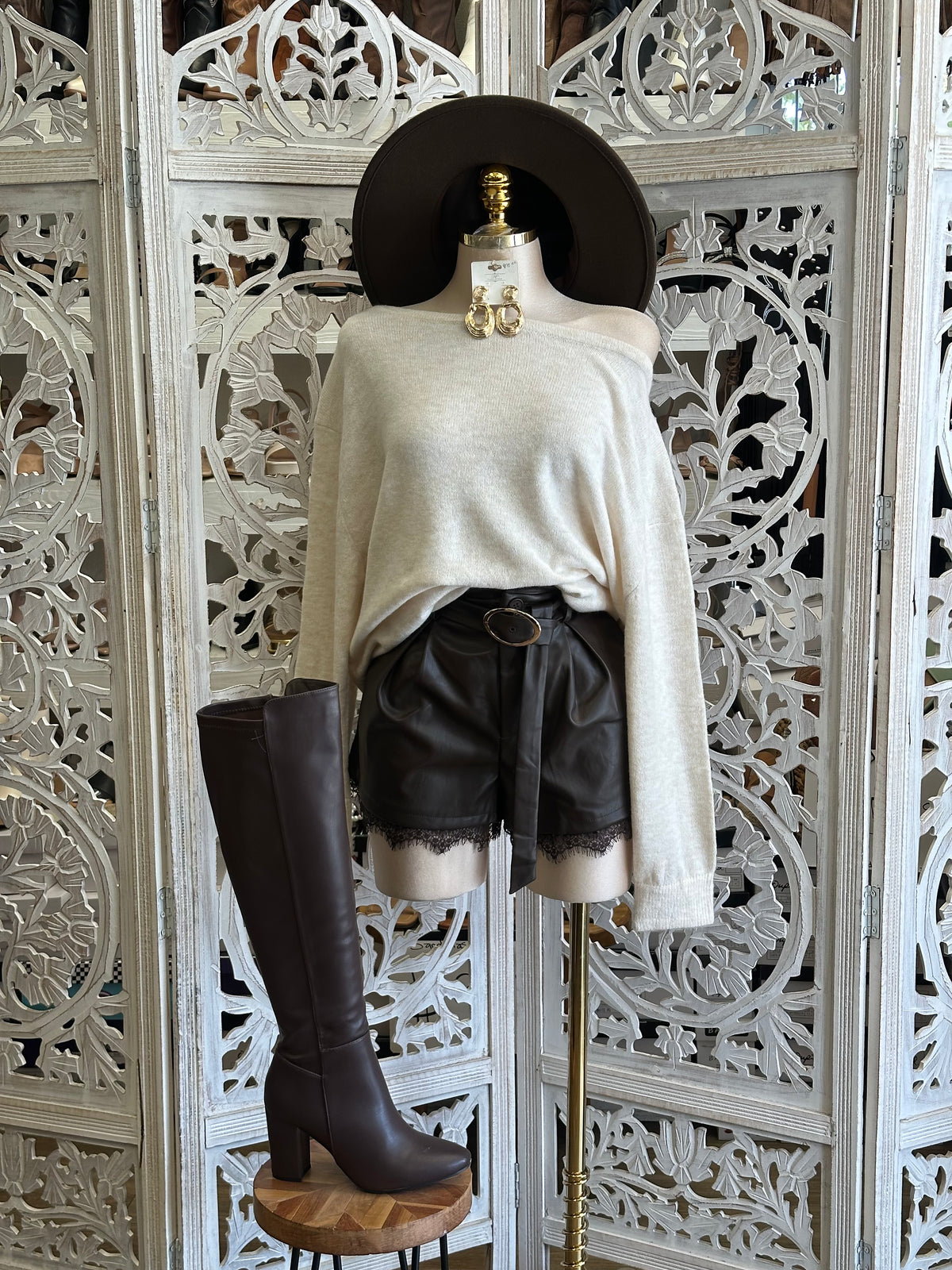 Oversized Oatmeal Soft-Knit Sweater