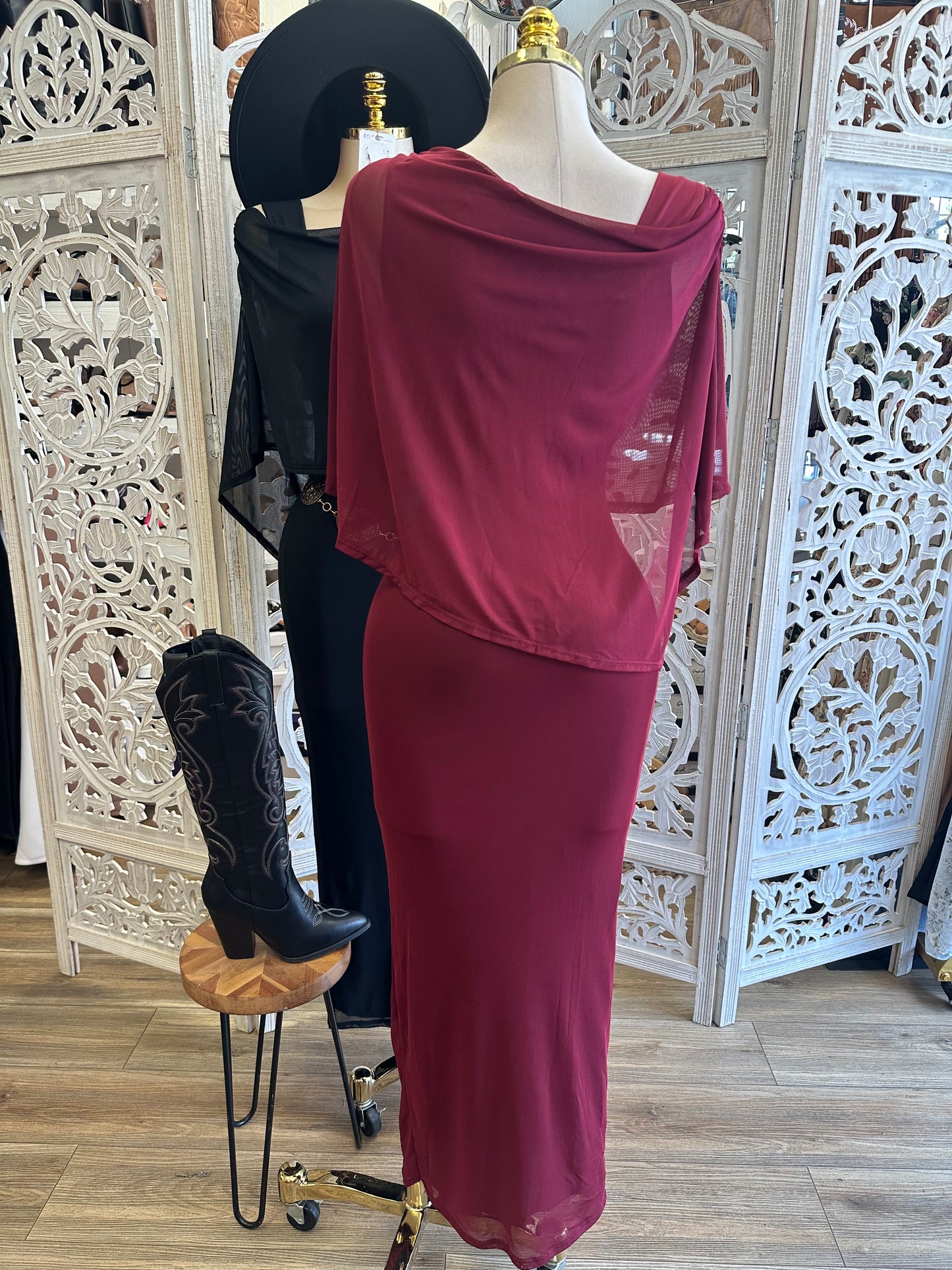 Stagecoach Mesh Overlay Dress -Estira , Stretchy