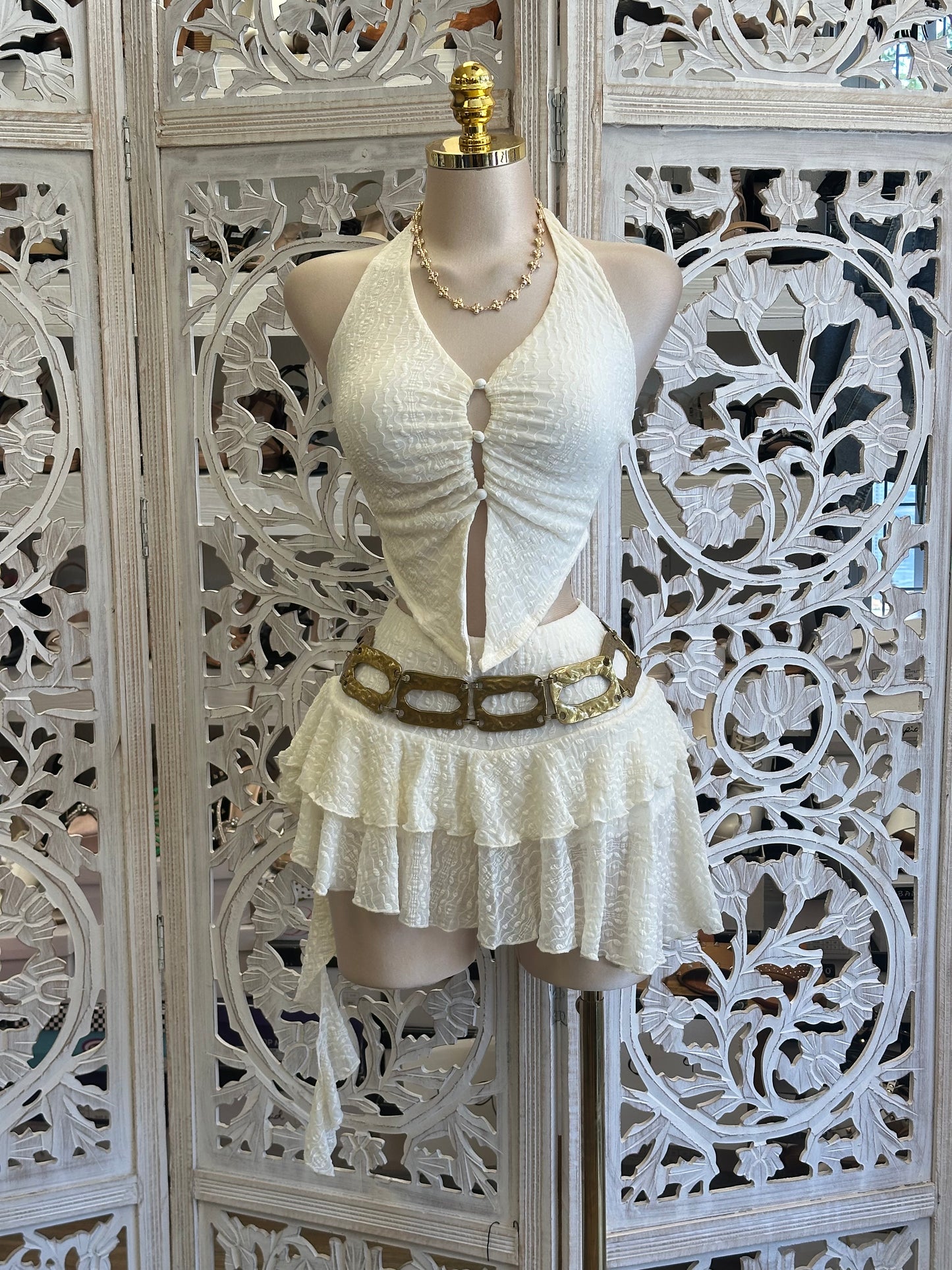 Ruffle Mini Skirt Set- Stretchy, Estira