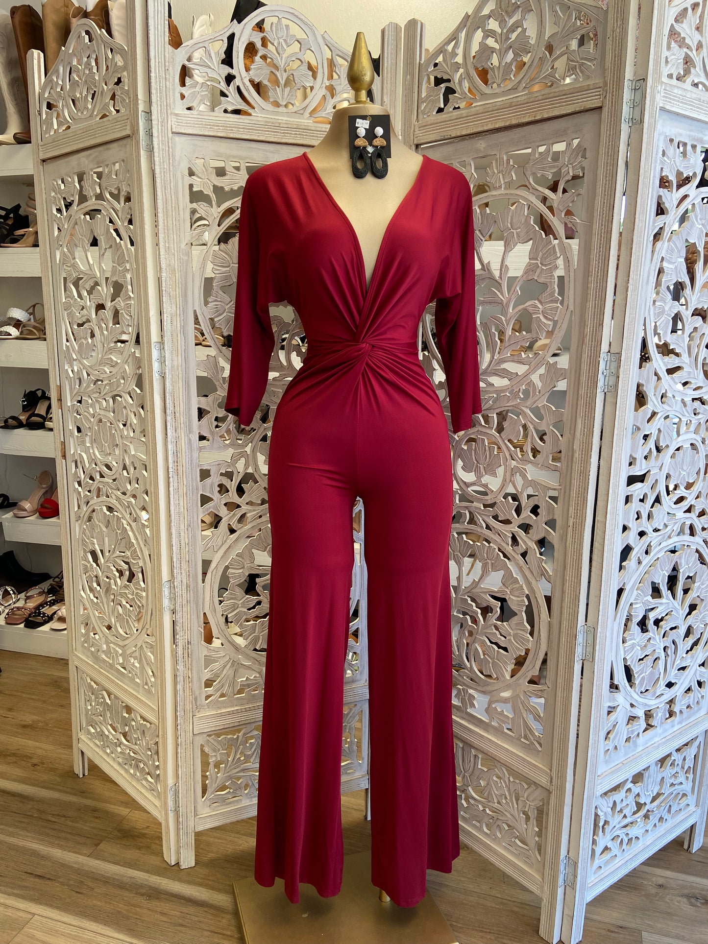 Burgundy Knotted Jumpsuit