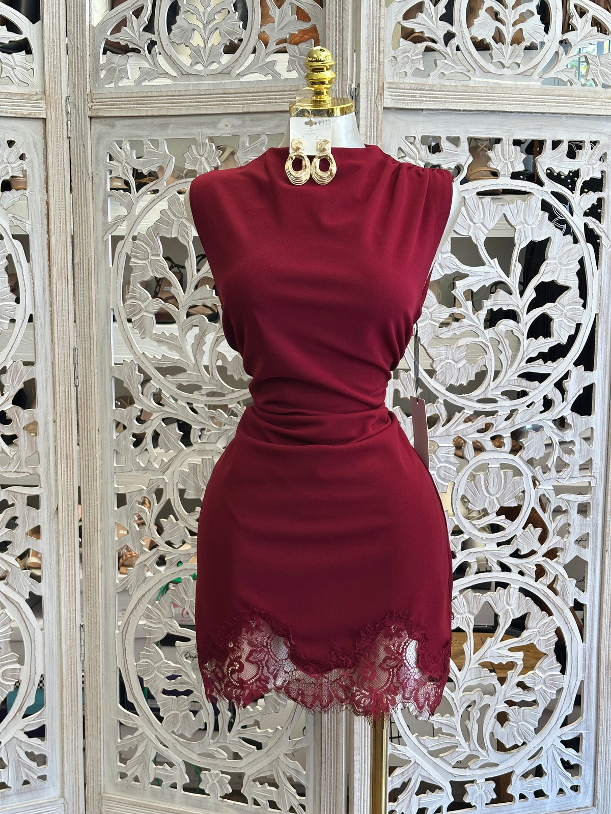 High-Neck Savannah Mini Dress- Estira, Stretchy