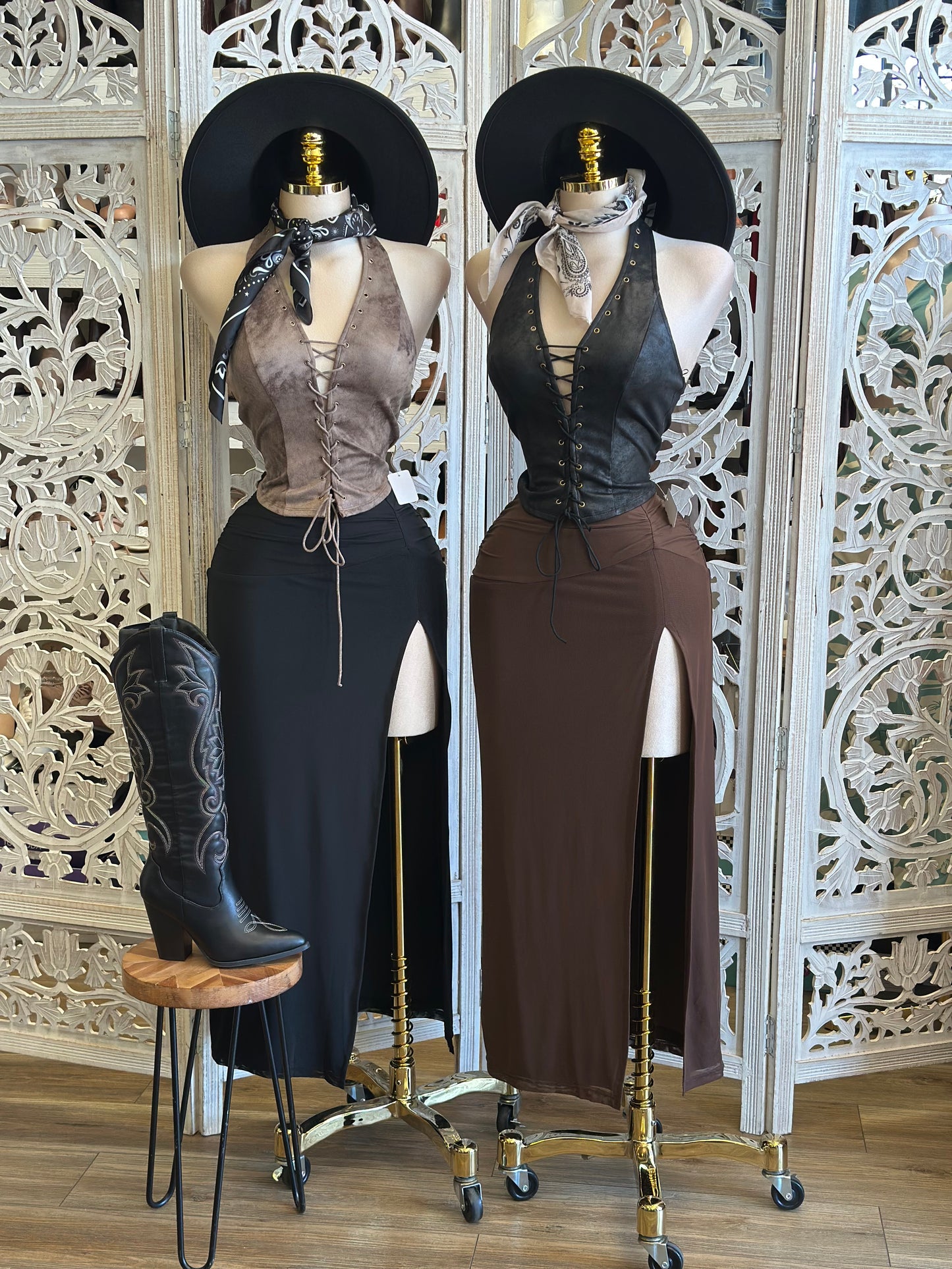 High Slit Ruched Skirt-Estira, Stretchy