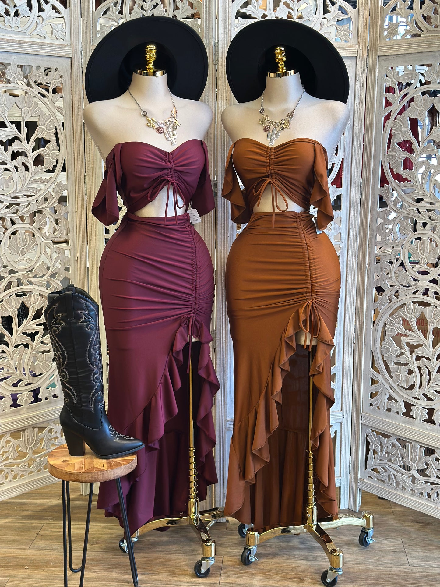 Ruched Cutout Midi Dress- Stretchy, Estira