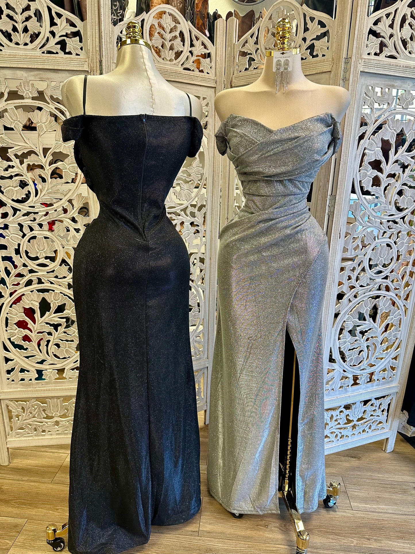 Starlight Off-Shoulder Maxi Dress - Stretchy,Estira