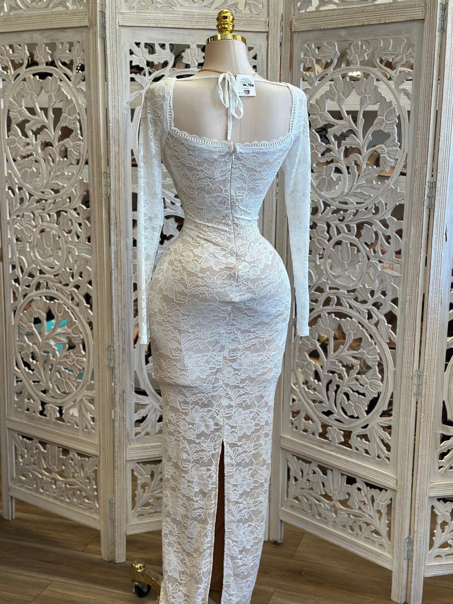 Full Lace Heartline Midi Dress - Estira, Stretchy