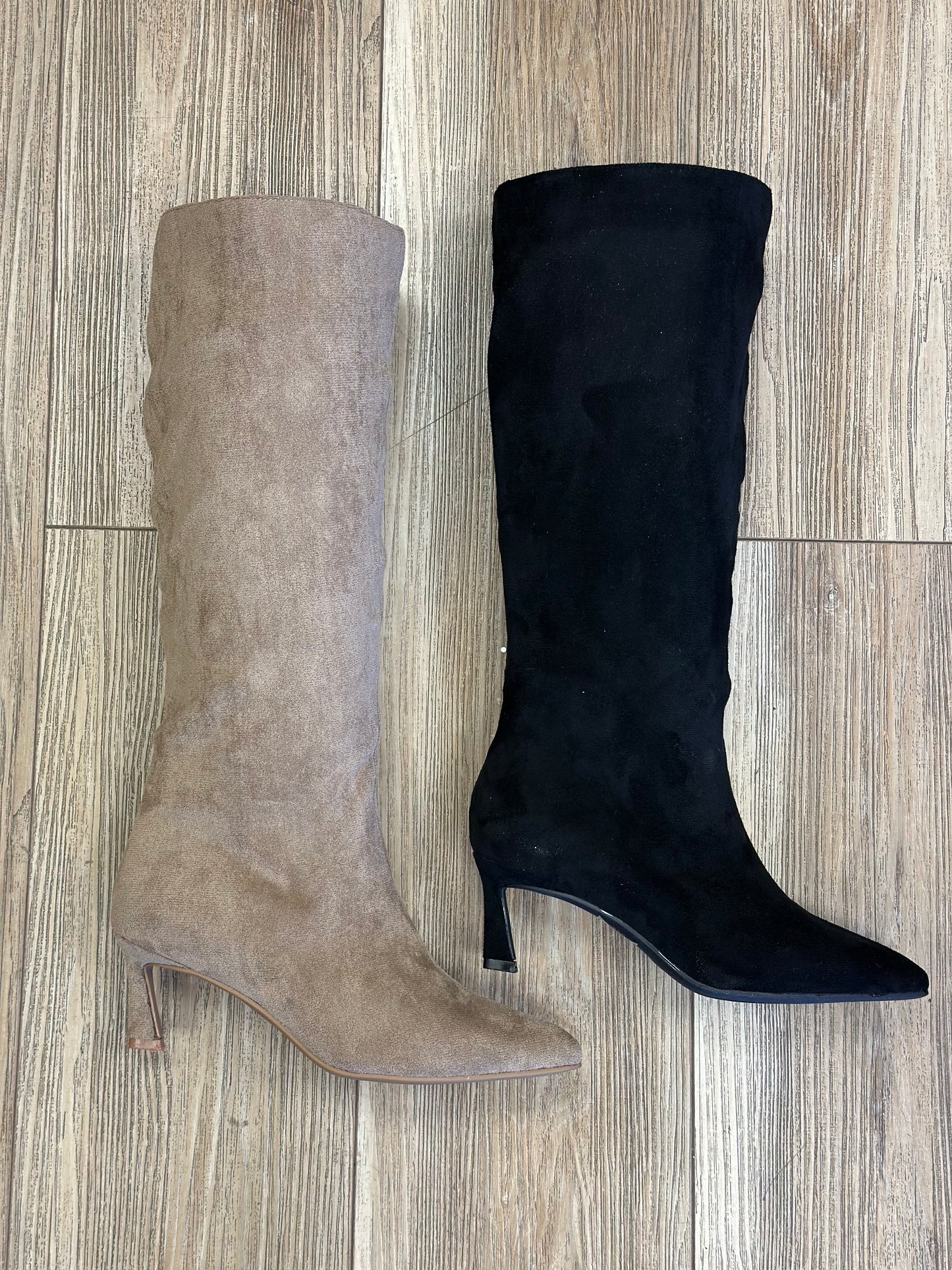 Kitten Heel Suede Mid Calf Boots