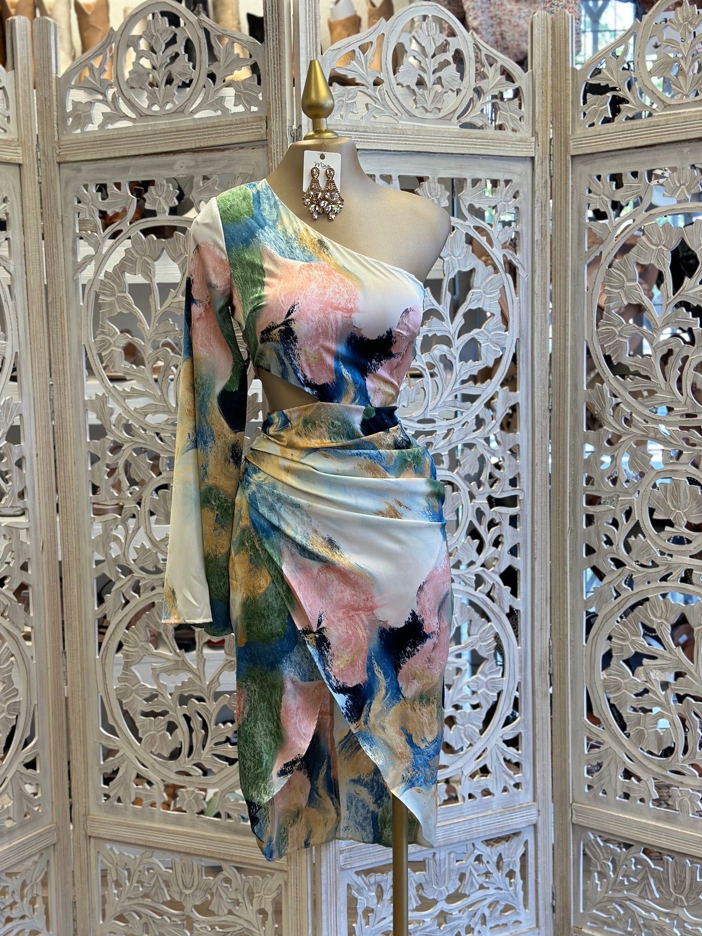 One Sleeve Tie Dye Dress