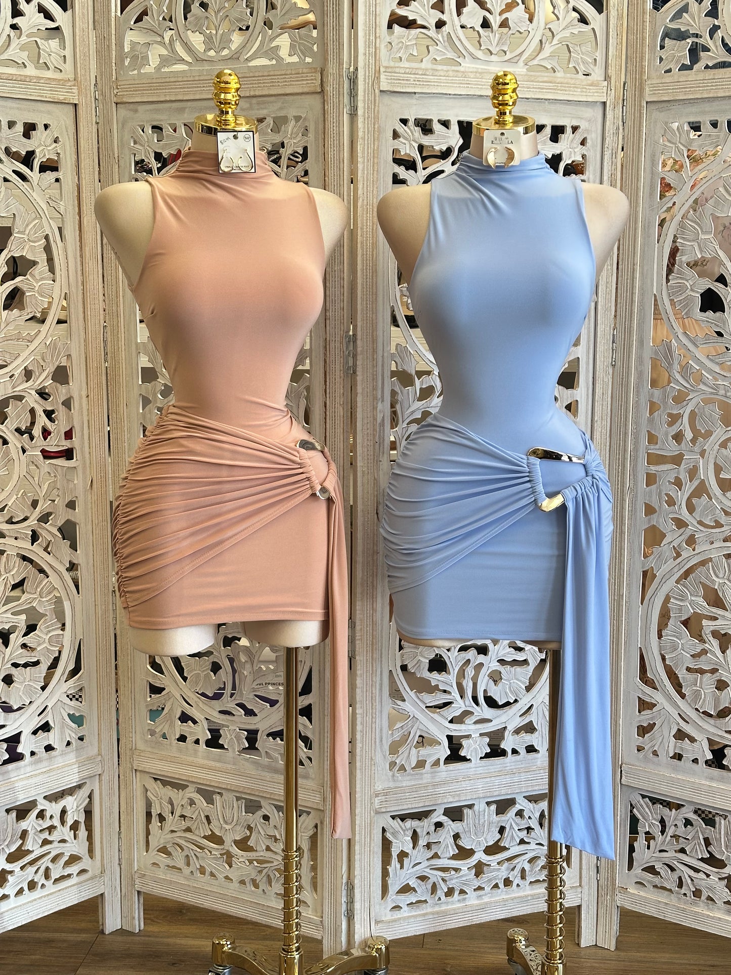 Mock Neck Tailed Dress- Estira, Stretchy