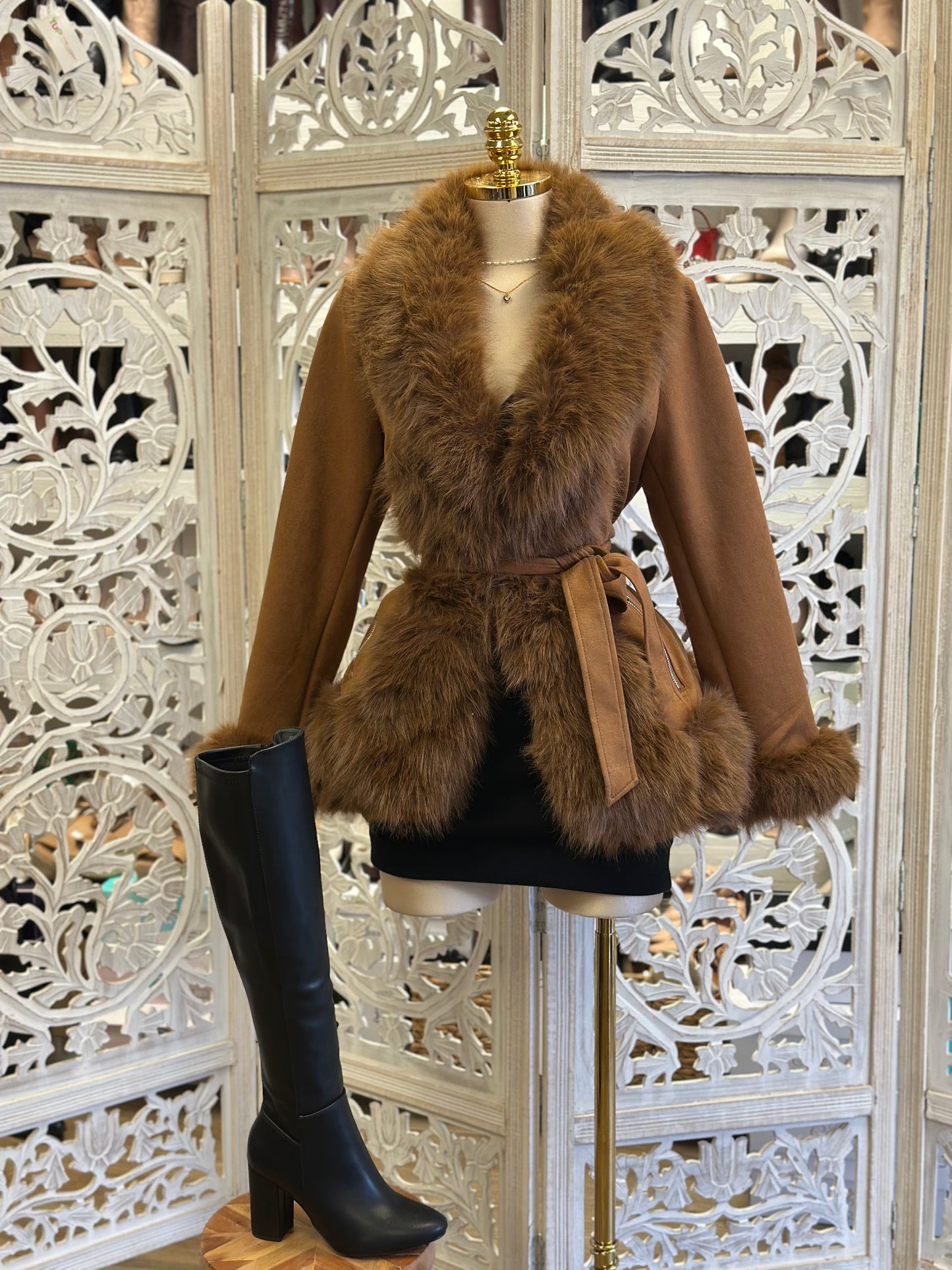 Furry Suede Fashion Coat