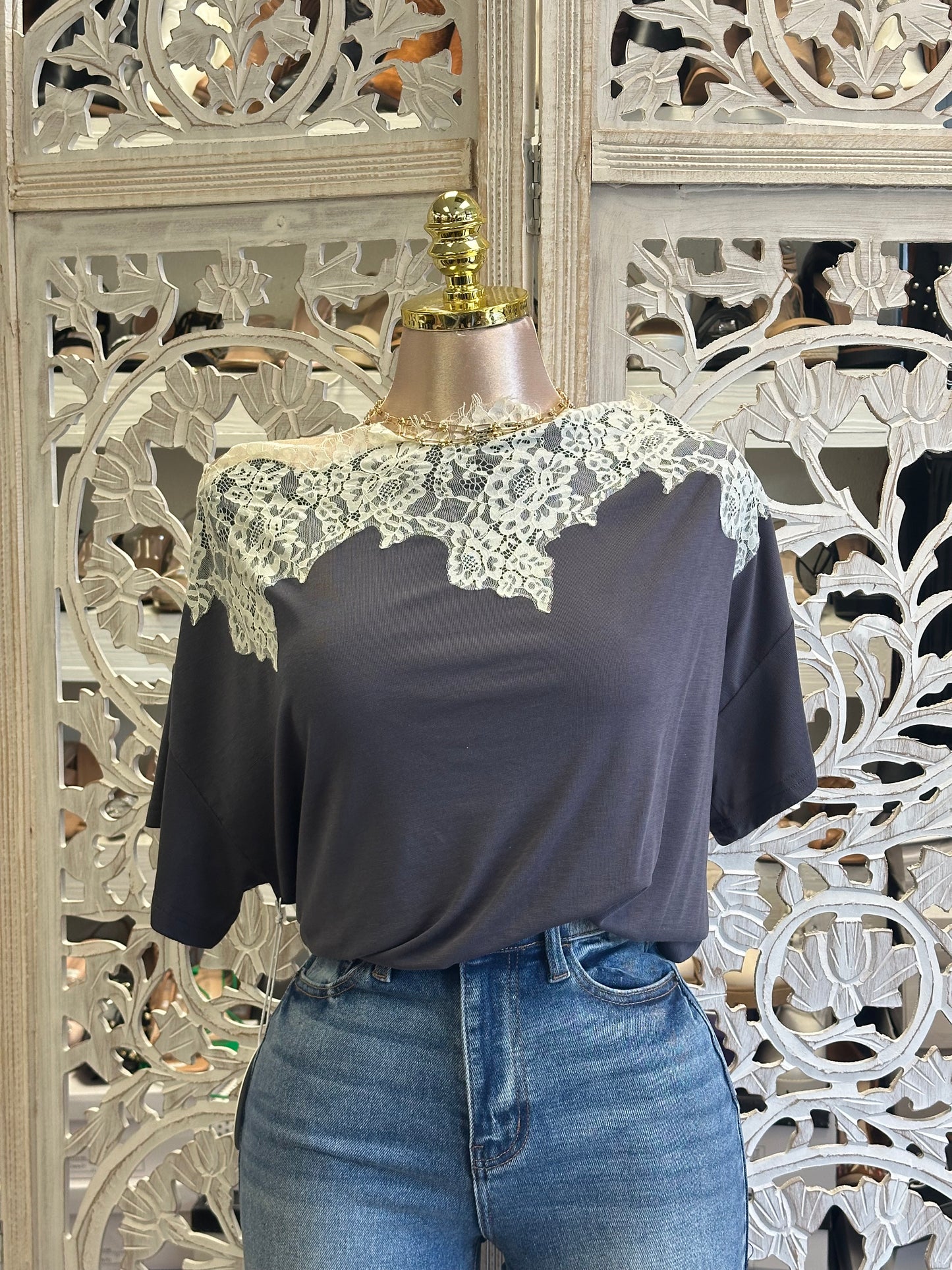 Sweet Romance Lace-Trim Top