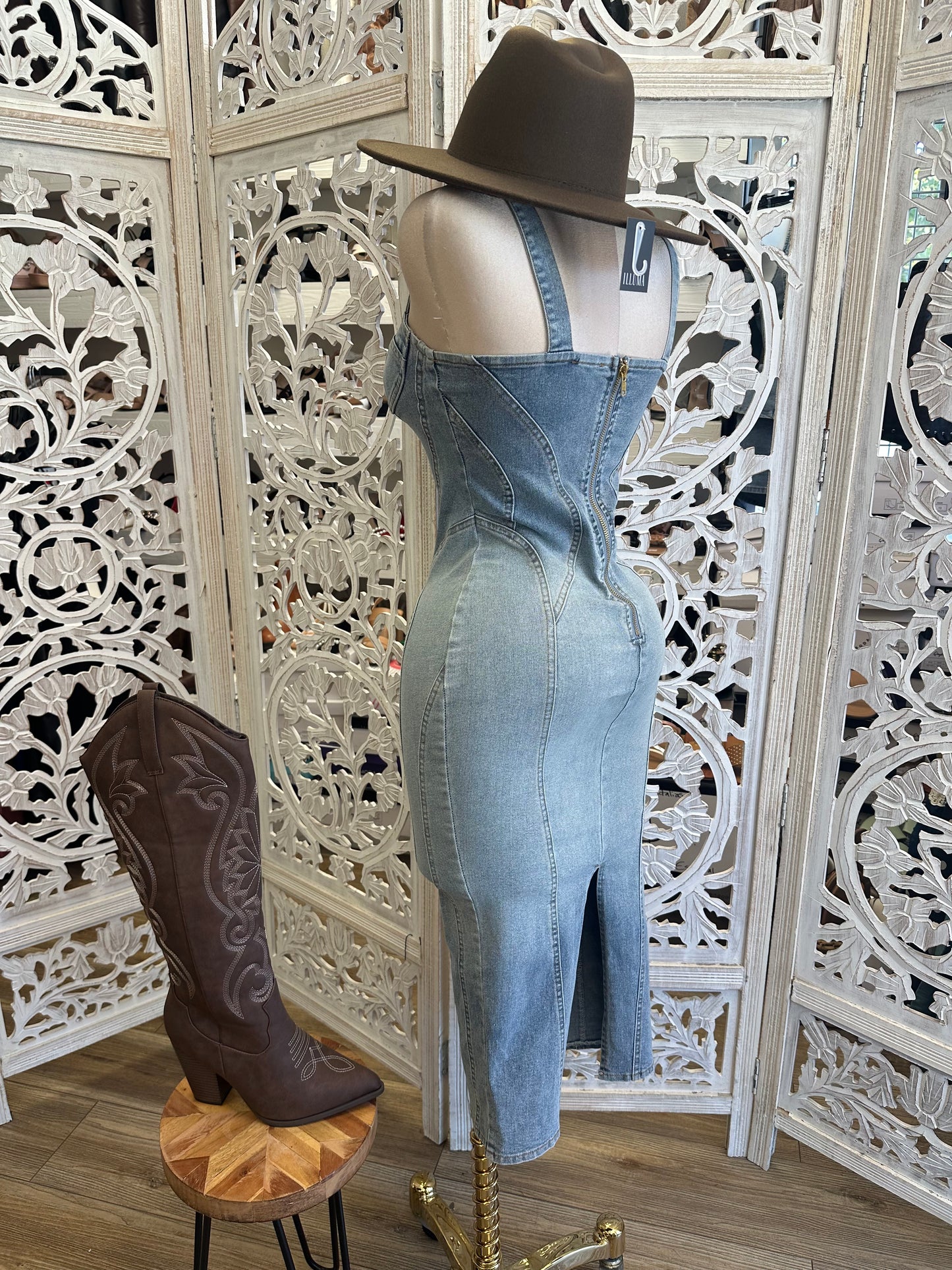 Light Denim Button Dress- Not Stretchy, No Estira