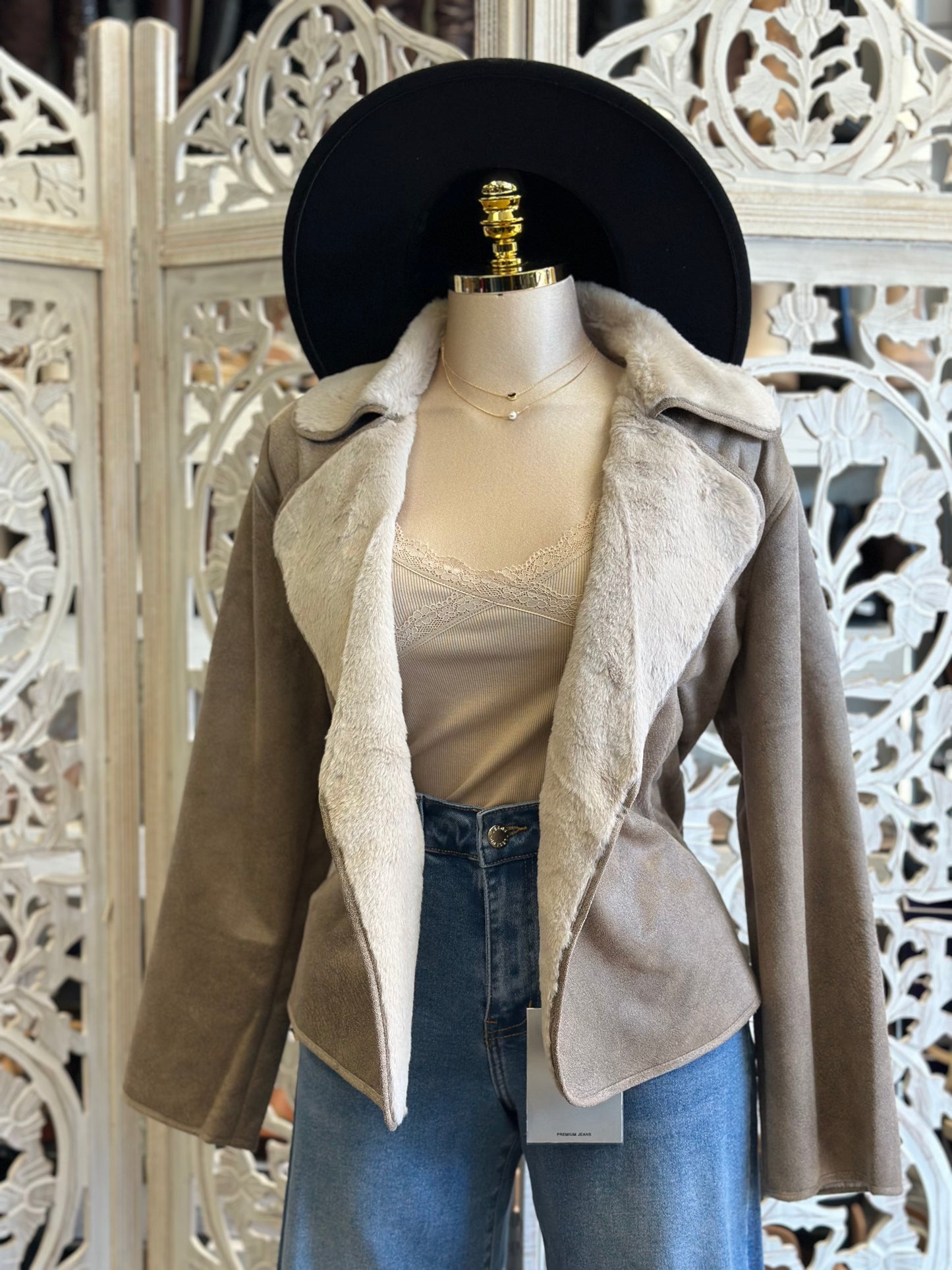Taupe Suede Soft Jacket- Runs Big