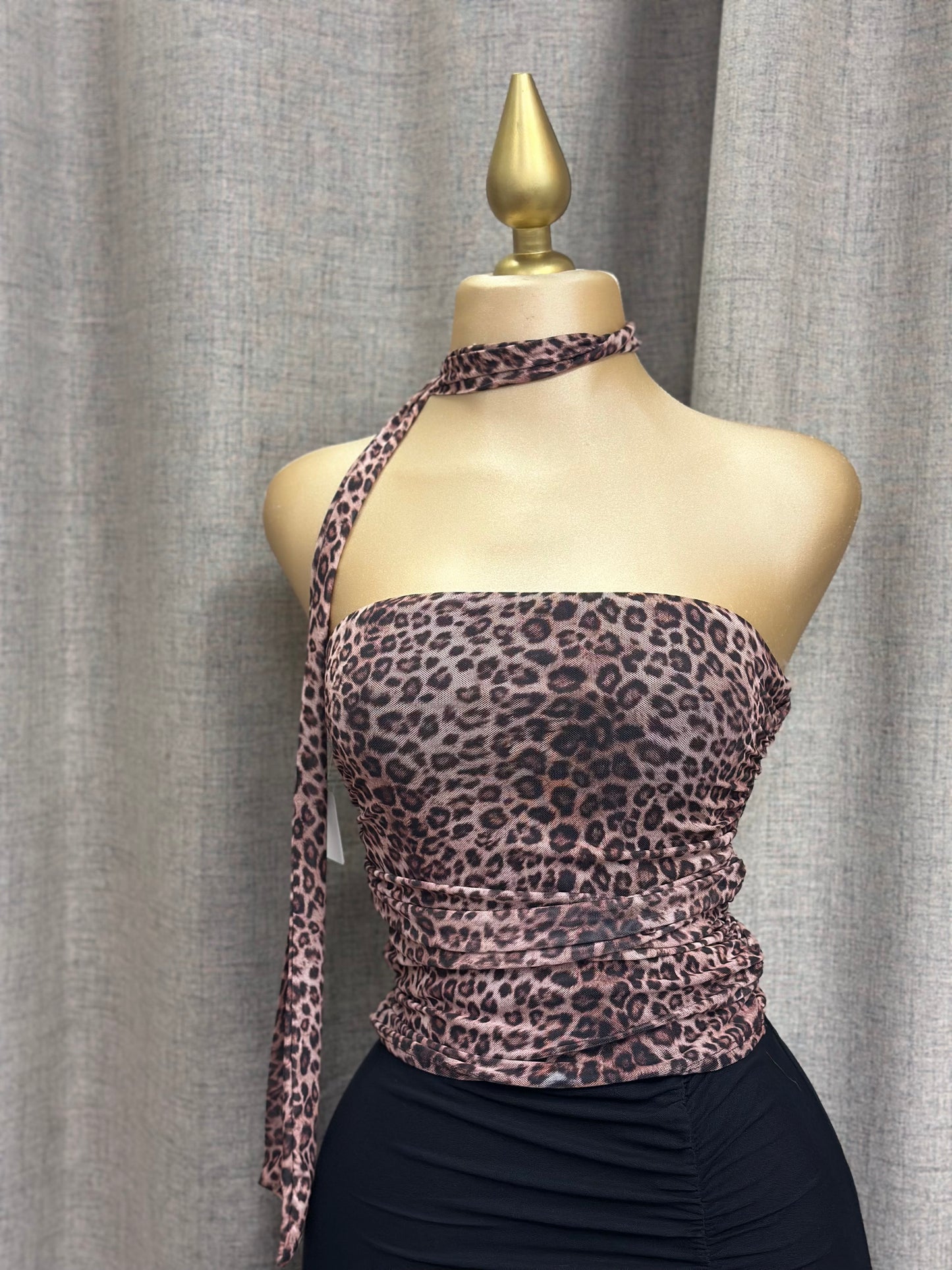 Cheetah Strapless Blouse with Scarf - Estira, Stretchy