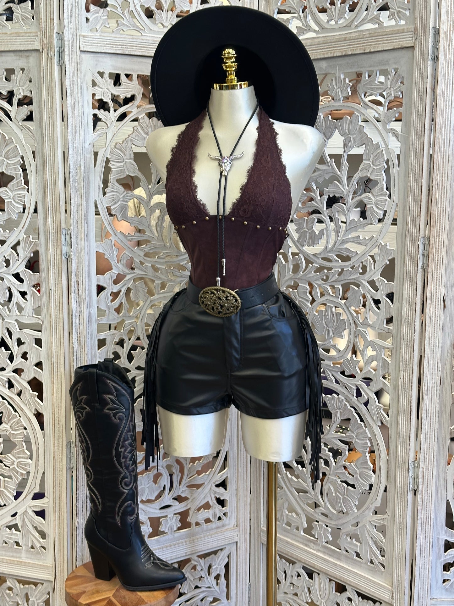 Faux Leather Fringe Shorts - Stretchy, Estira