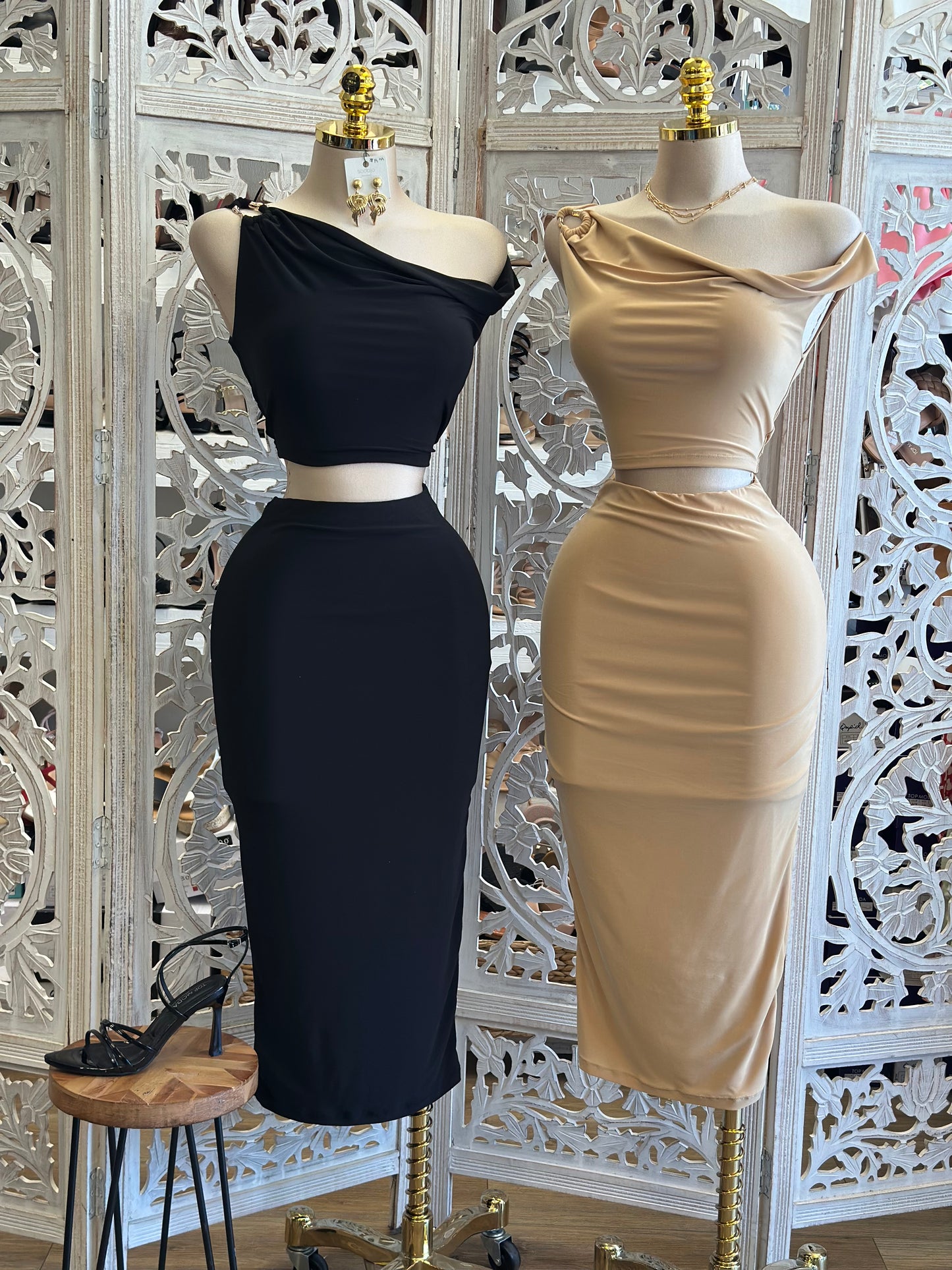 Asymmetrical Solid Color Set- Estira,Stretchy