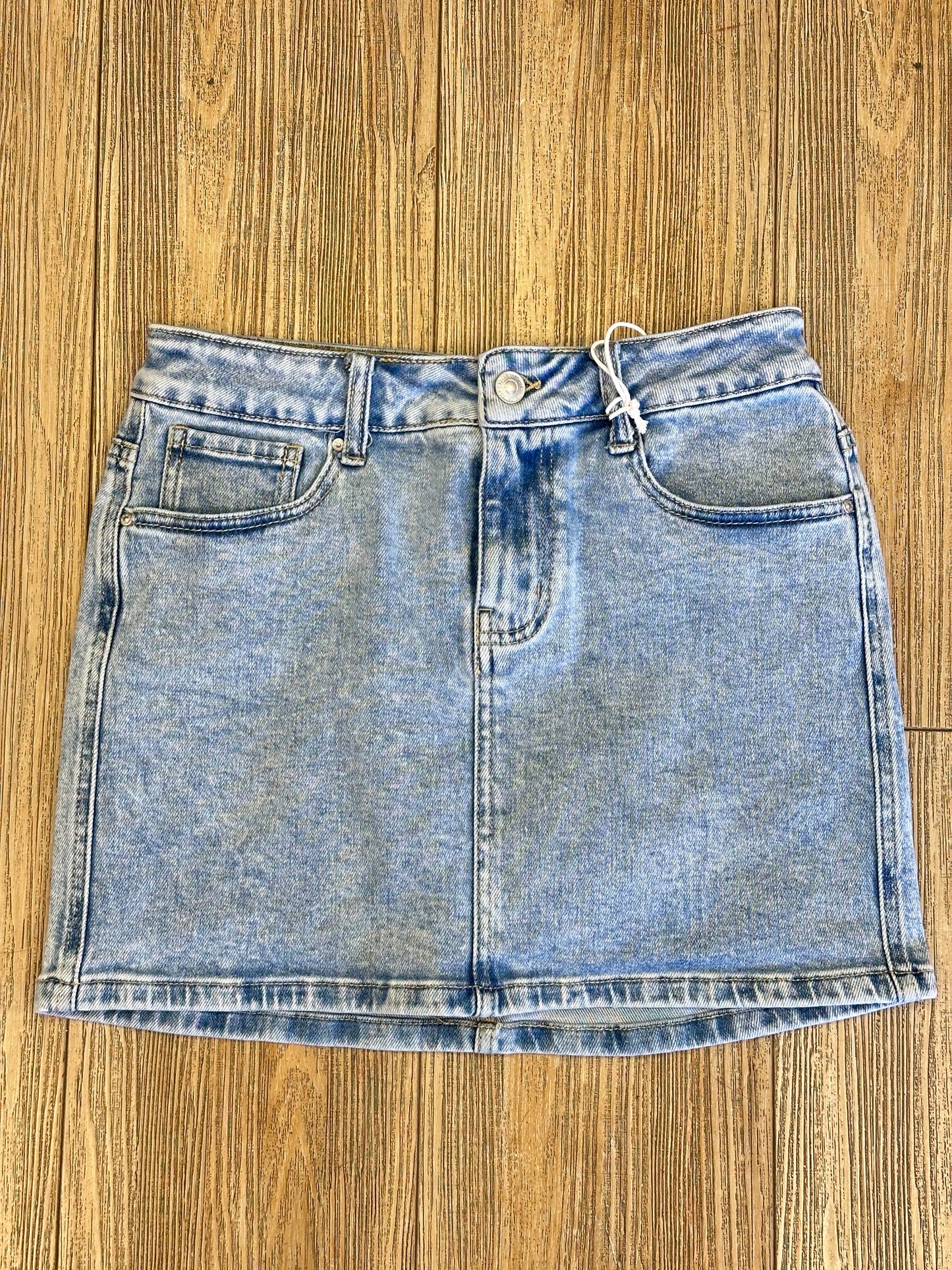 Denim Mini Skirt-  Stretchy ,  Estira