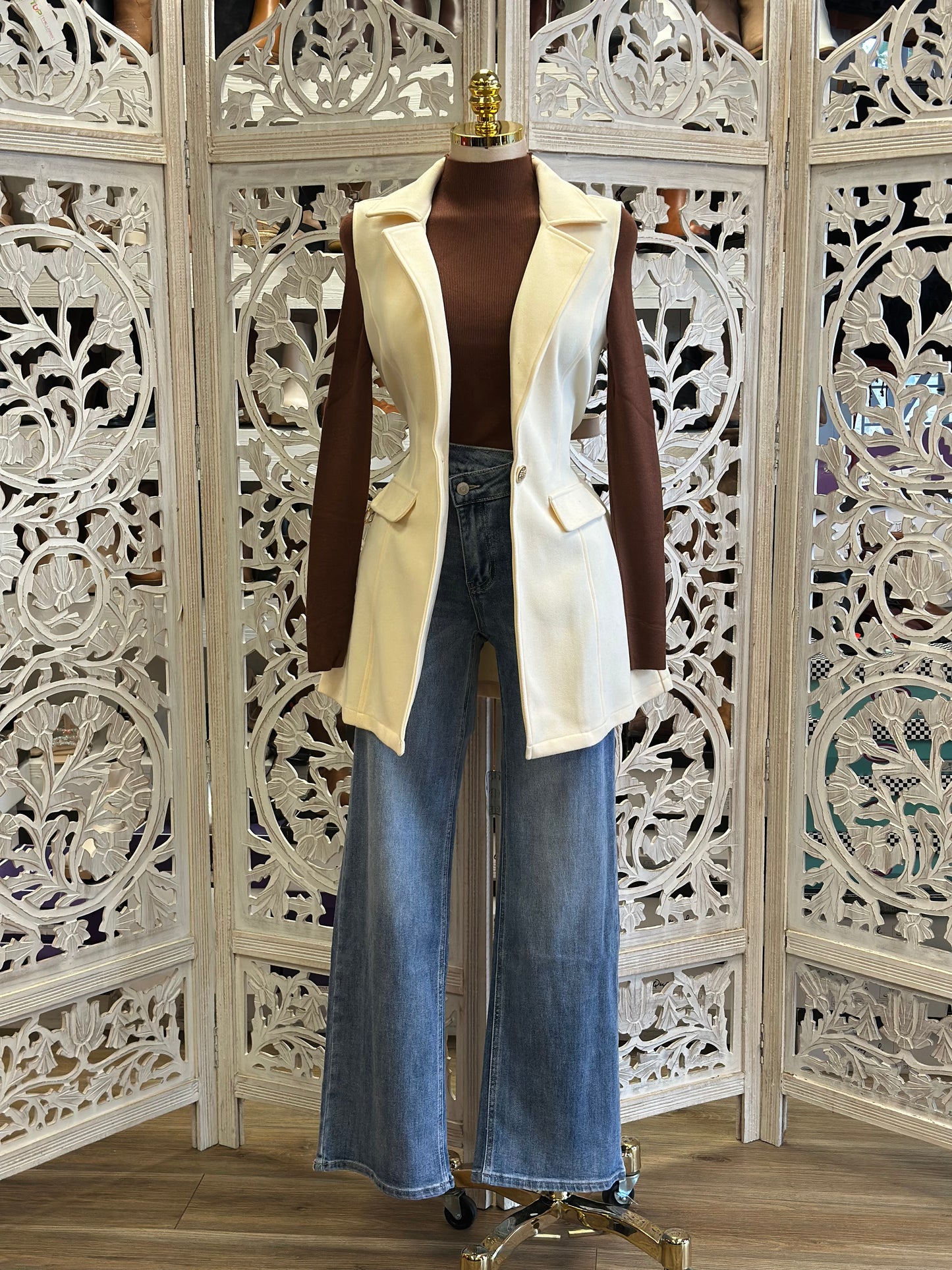 Cream Blazer Vest
