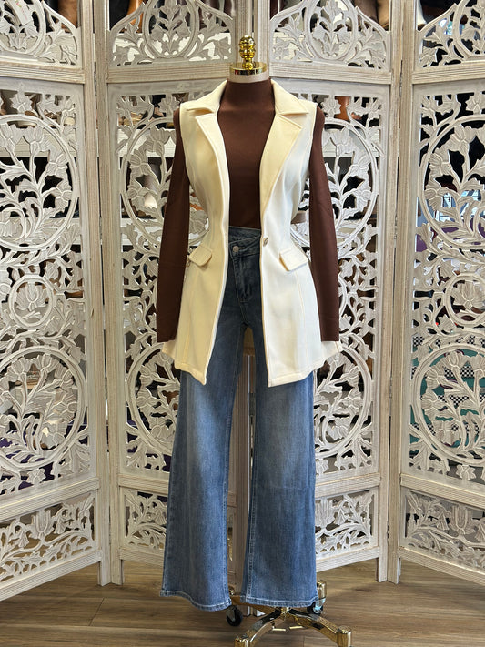 Cream Blazer Vest