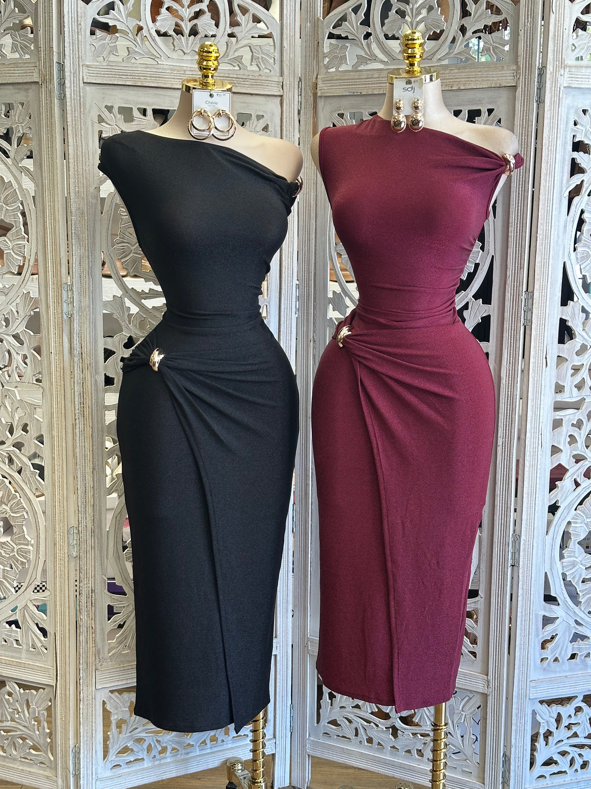 Cassia Clasp Midi Dress- Estira, Stretchy