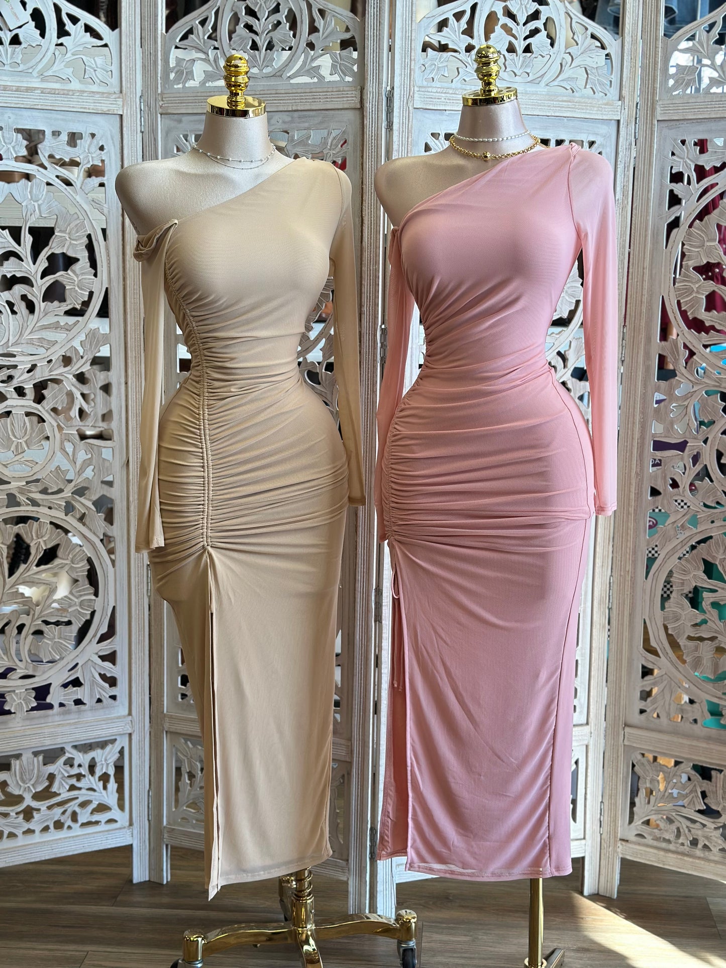 Asymmetrical Ruched Gown -Stretchy,Estira