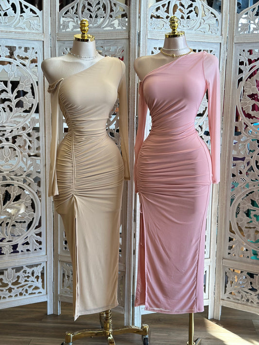 Asymmetrical Ruched Gown -Stretchy,Estira