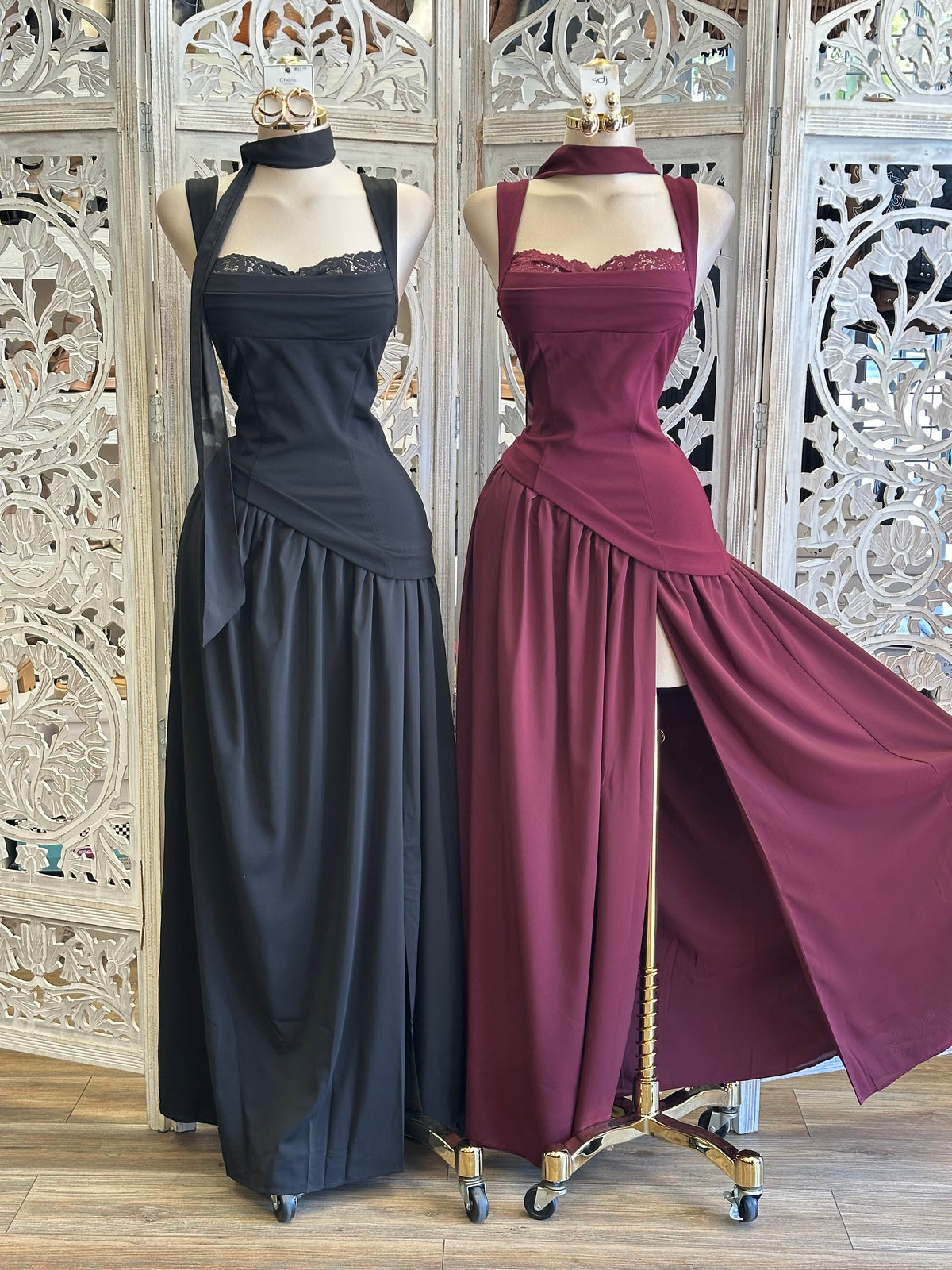Antoinette Drop-Waist Maxi Dress- Estira, Stretchy