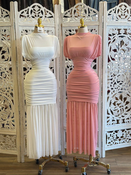 Amara Mesh Midi Dress- Stretchy, Estira