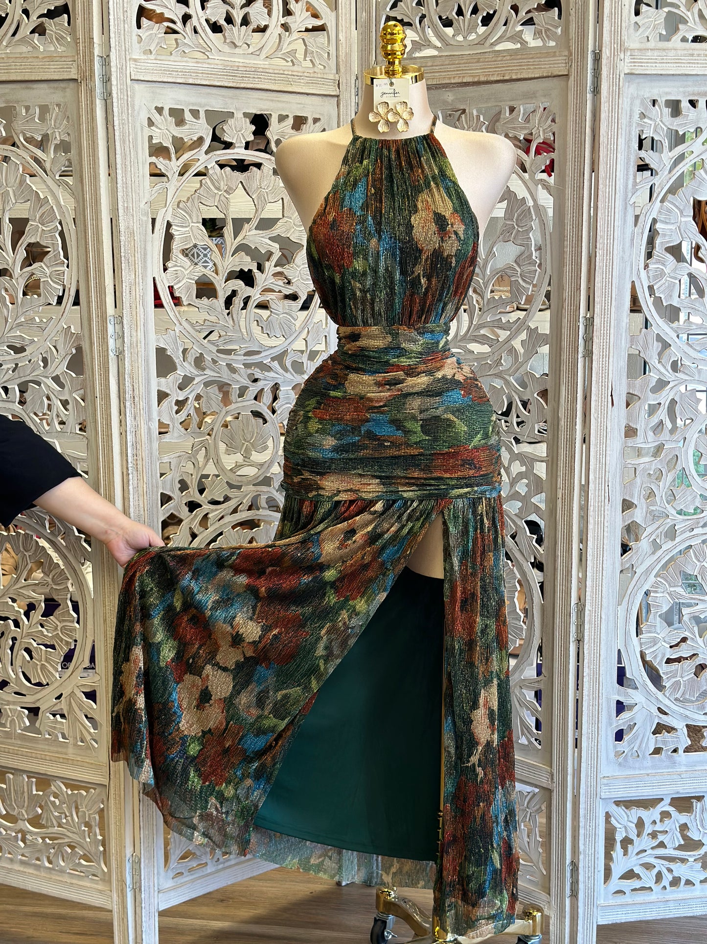 Halter Metallic Multi Color Dress- Stretchy, Estira