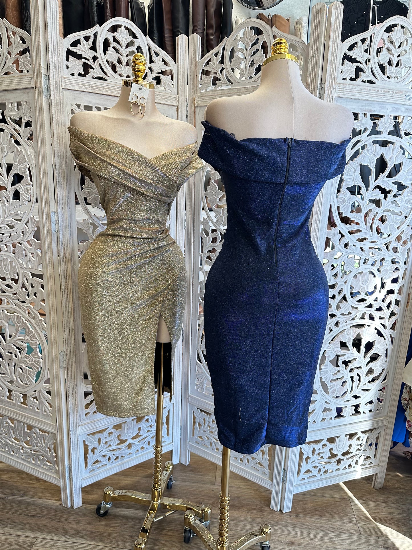 Shimmery Wrapped Cocktail Dress- Stretchy,Estira