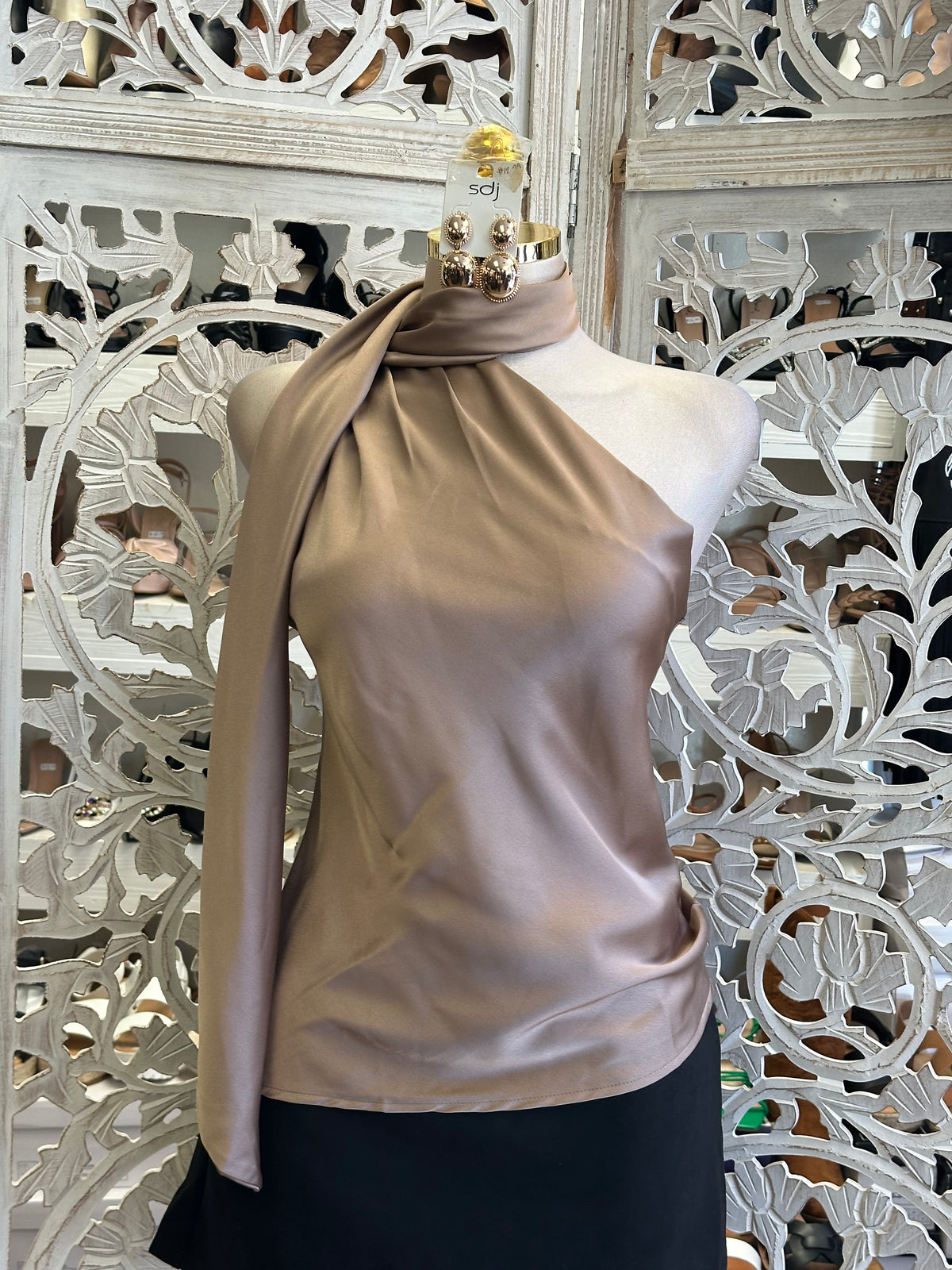 Zinnia Asymmetric Halter Blouse