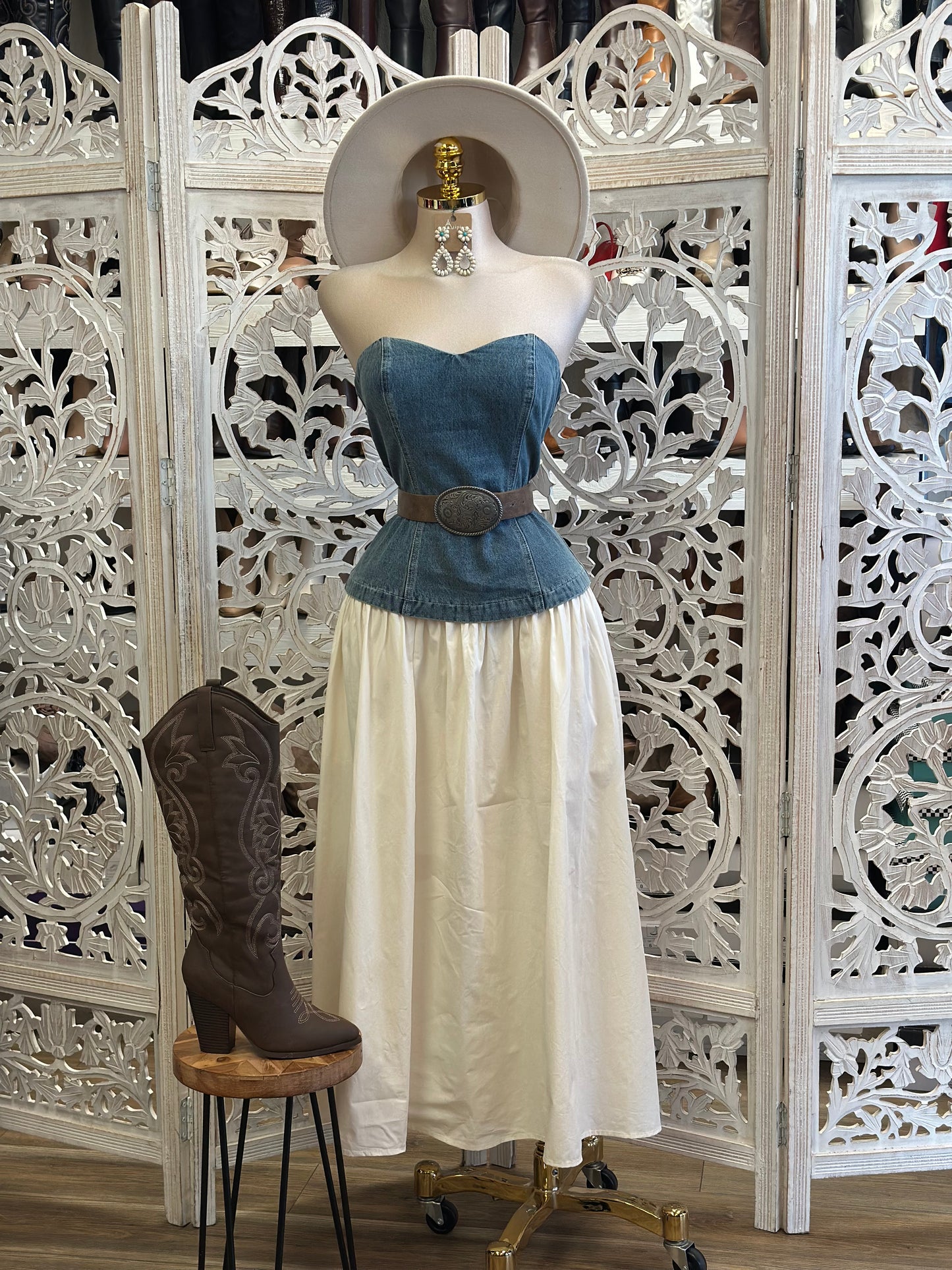 Strapless Denim Top Dress-Not Stretchy, No Estira