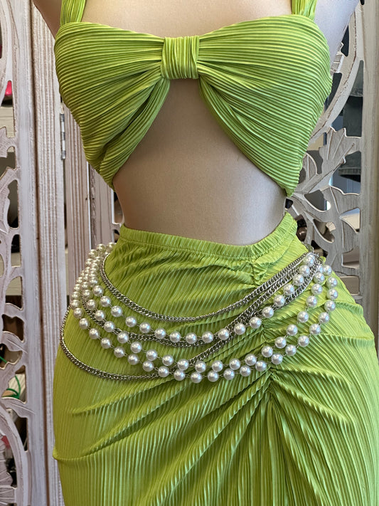 Draped Pearl Chained Belt