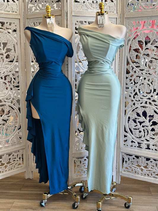 High Slit Asymmetrical Dress - Estira, Stretchy