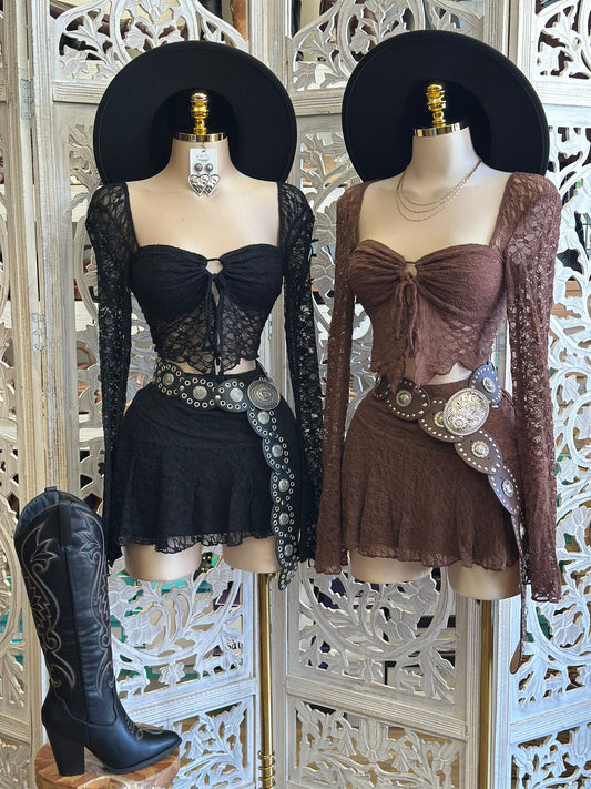 Lace Mini Skirt Set- Stretchy,Estira