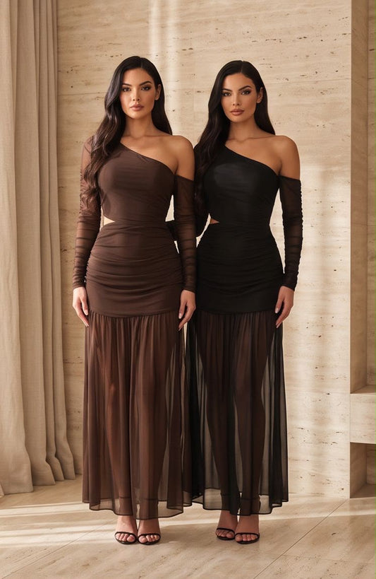 Peat Cut-Out Maxi Dress- Estira, Stretchy