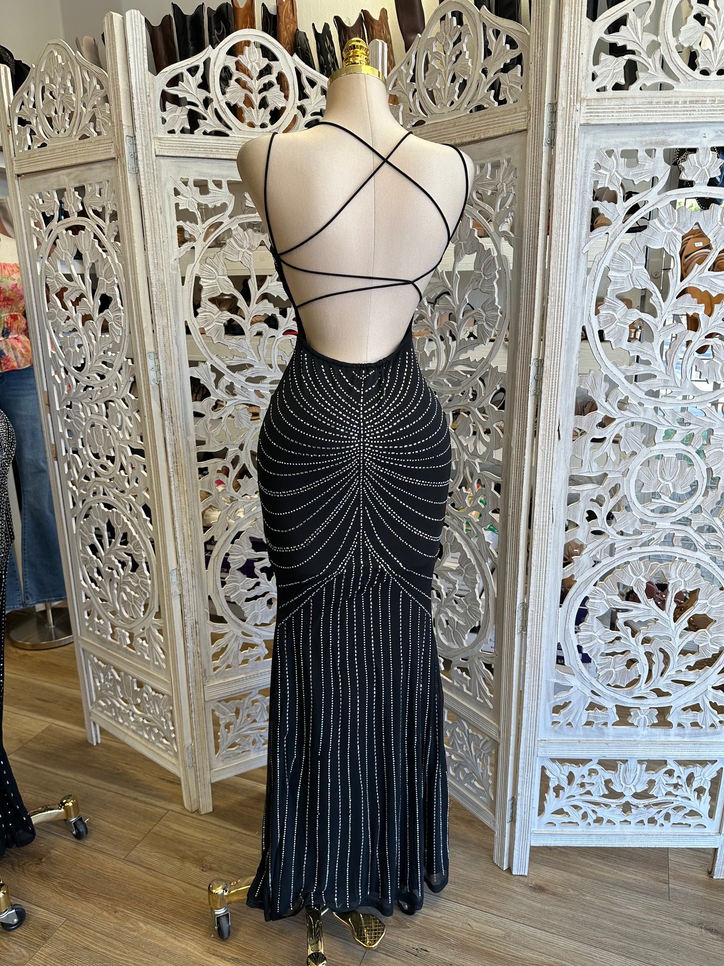 Black Rhinestone Gown- Stretchy, Estira
