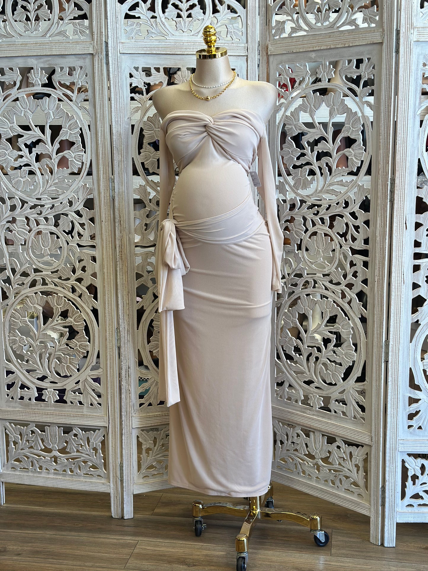 Knotted Lina Midi Dress- Stretchy, Estira