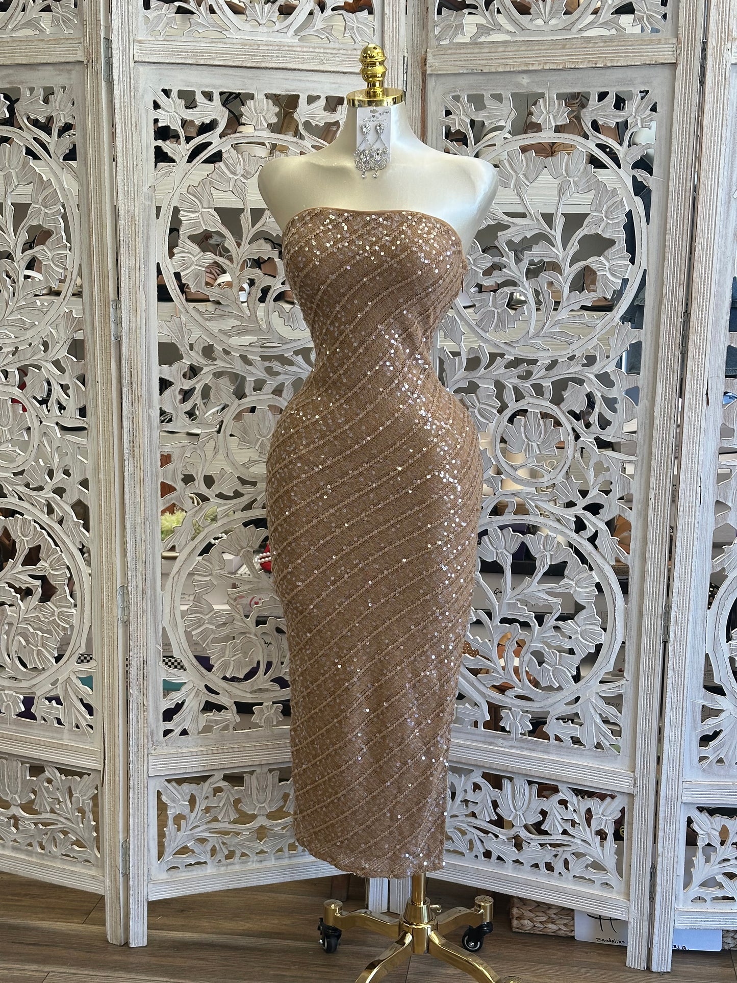 Asymmetrical Sequin Dress - Estira, Stretchy