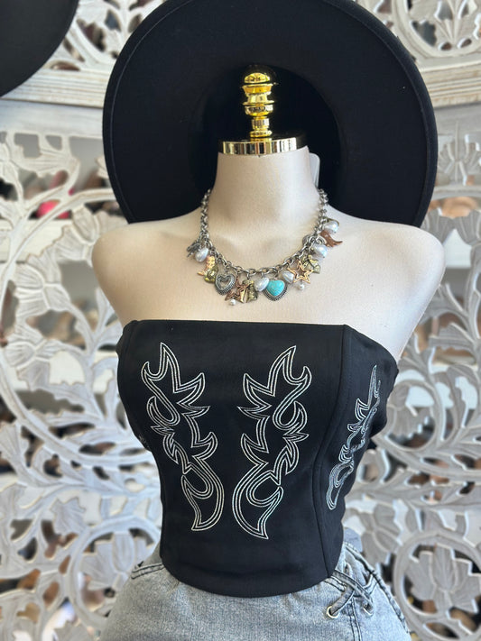 Strapless Western Top - Estira Poco, Slightly Stretchy