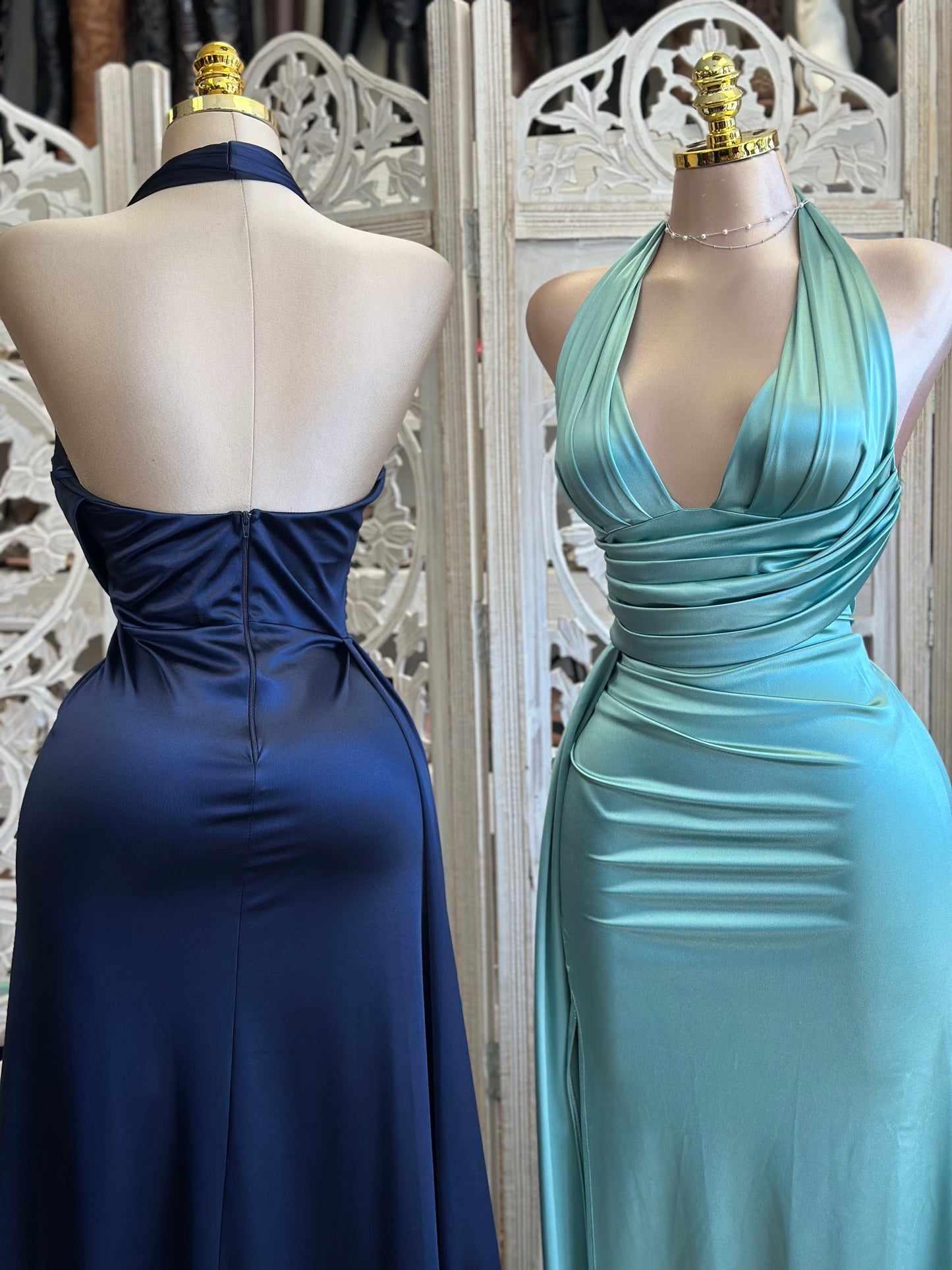 Silky Mermaid Wrapped Gown- Estira , Stretchy