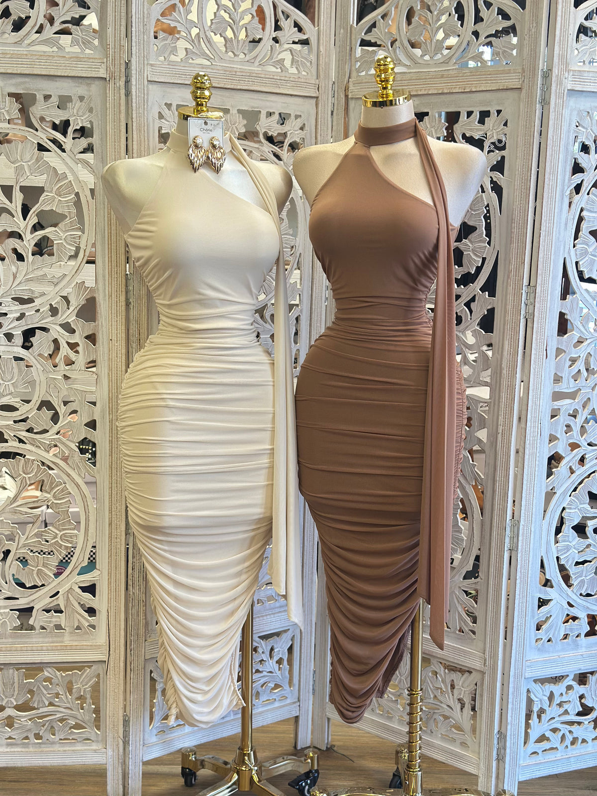 Silhouette Scarf Midi Dress -Stretchy,Estira