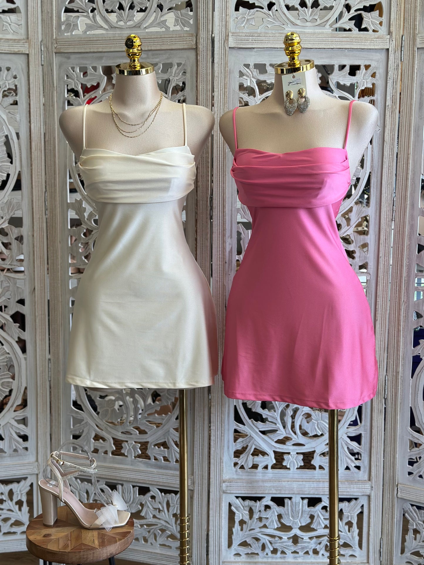 Satin Cami Mini Dress-Estira, Stretchy