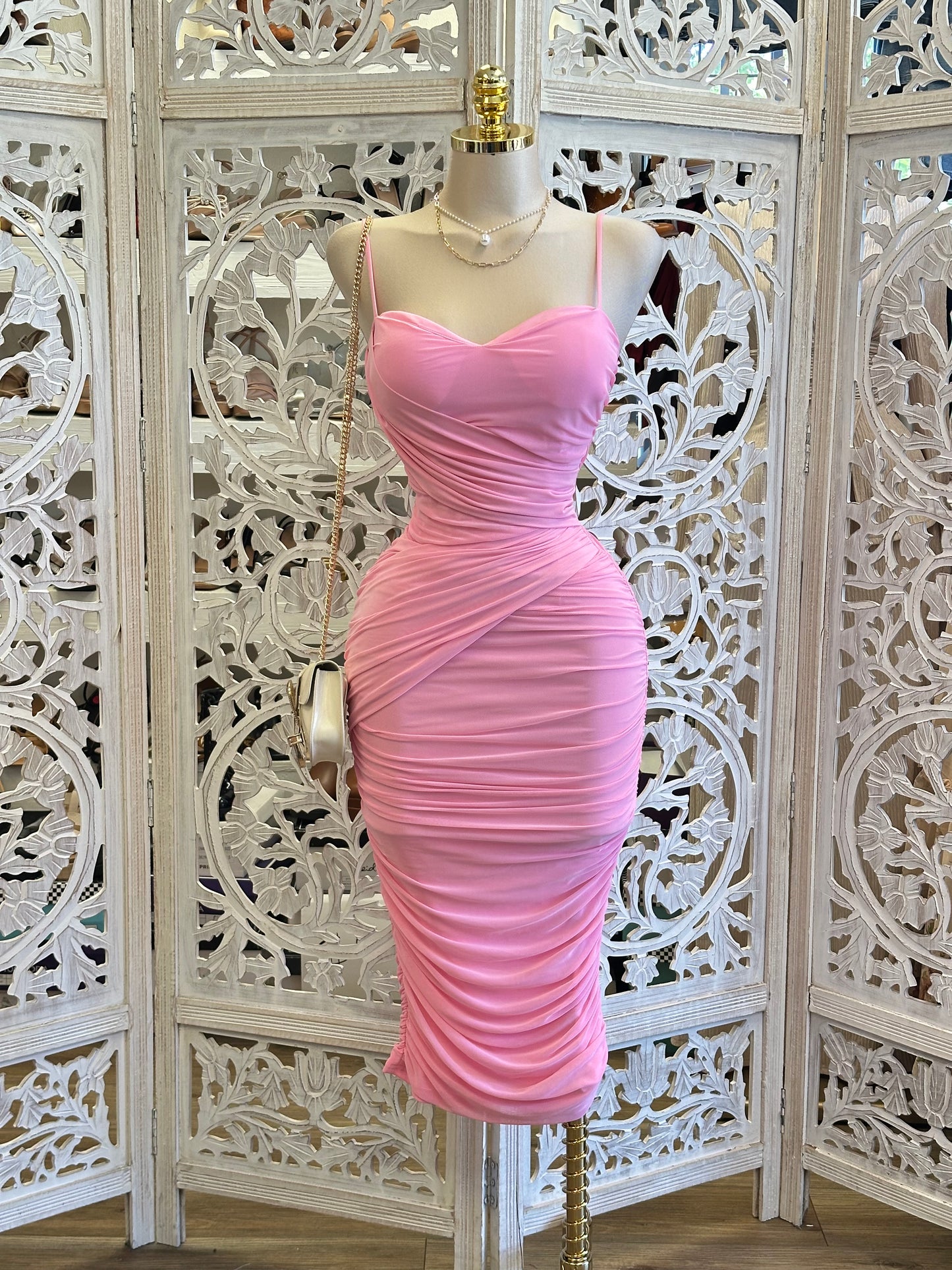Pink Cami Midi Dress-Stretchy, Estira
