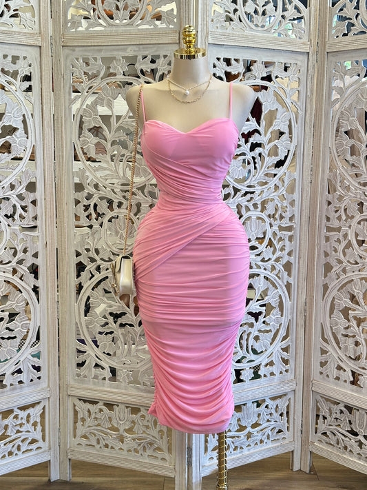 Pink Cami Midi Dress-Stretchy, Estira