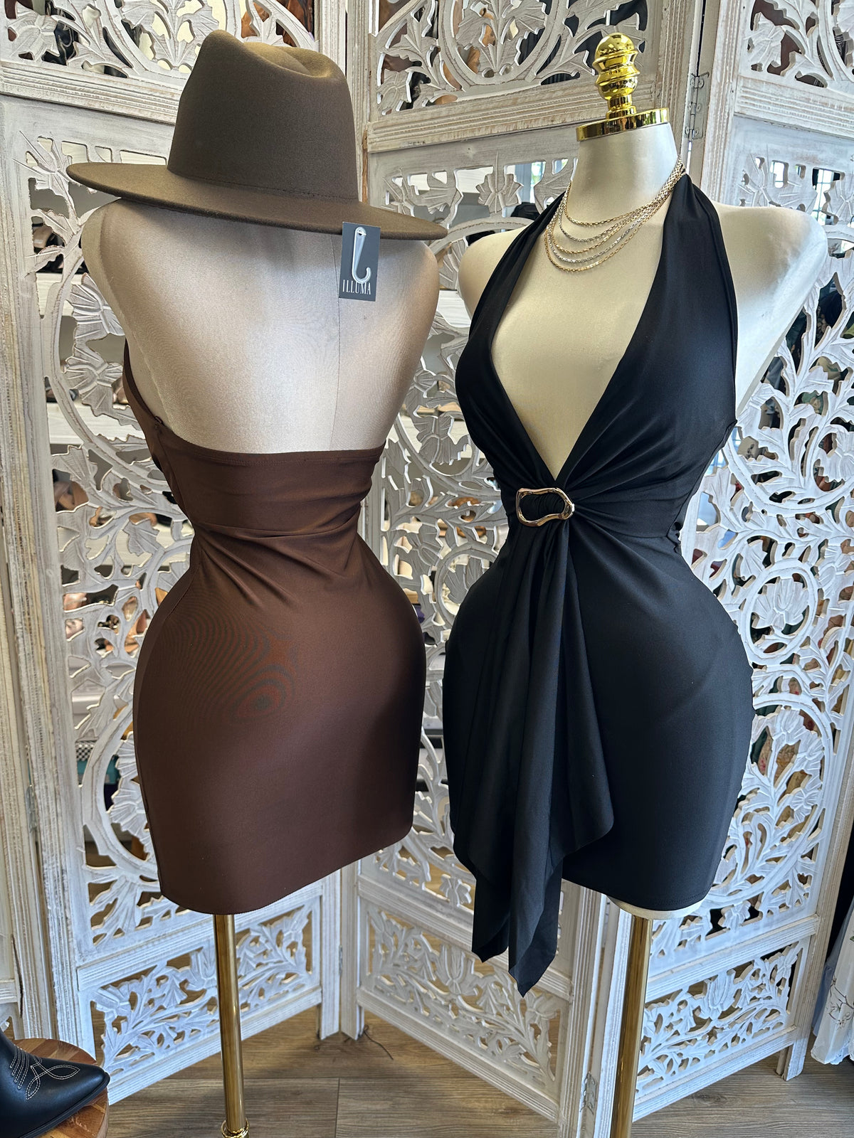 After Dark Halter Mini Dress— Stretchy,Estira